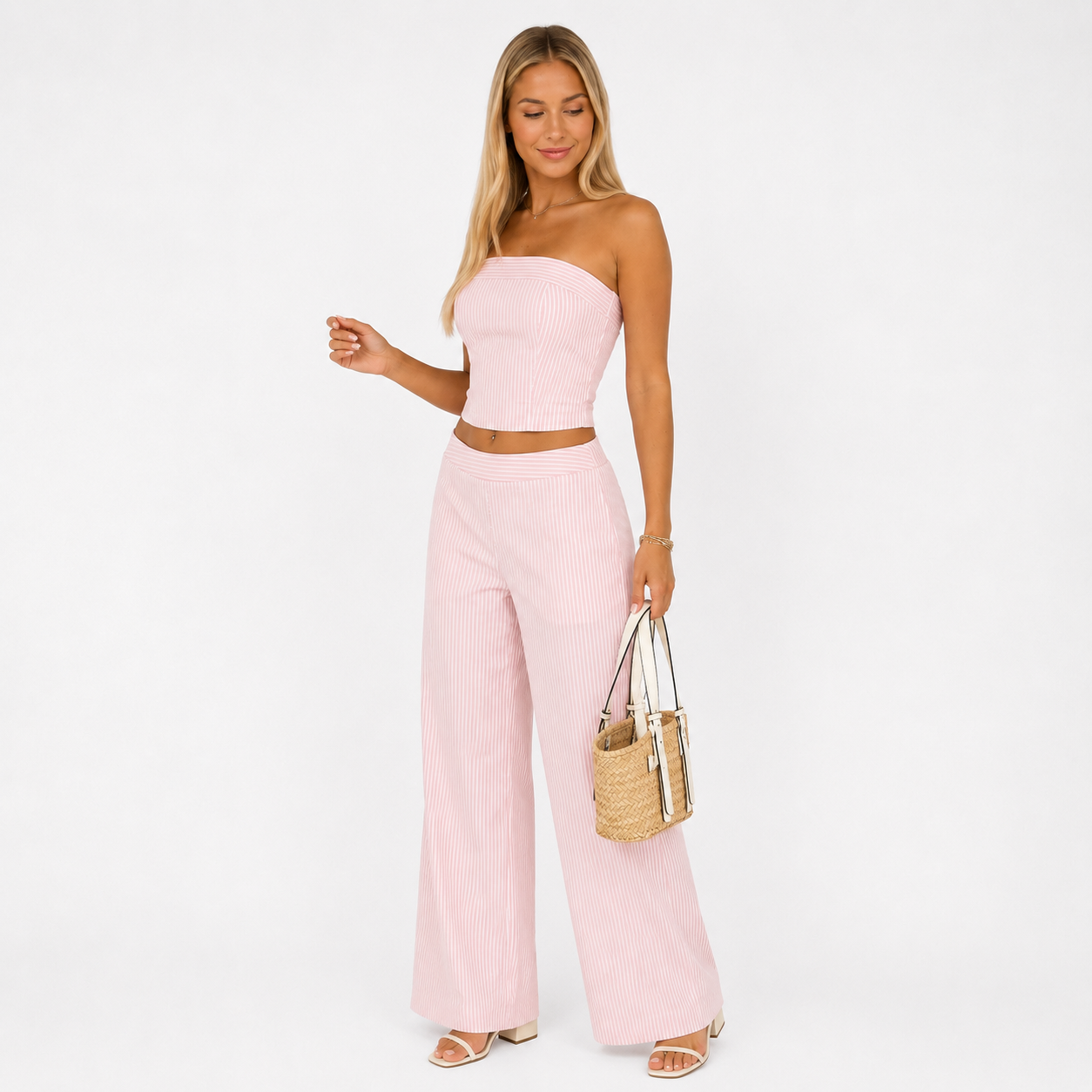 Damen Zweiteiler Rosa Sommer - Lockere Passform Eleganter Freizeit Look - Rosesamour
