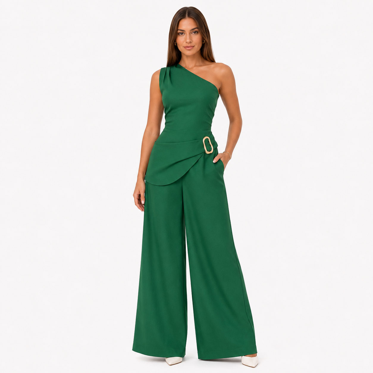 Damen Elegantes Sommer Set Grün - Lockere Passform Moderner Freizeit Look - Rosesamour