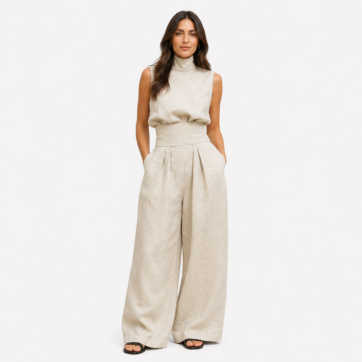 Damen Blusen und Hosen Zweiteiler- Weite Eleganz Look - Rosesamour