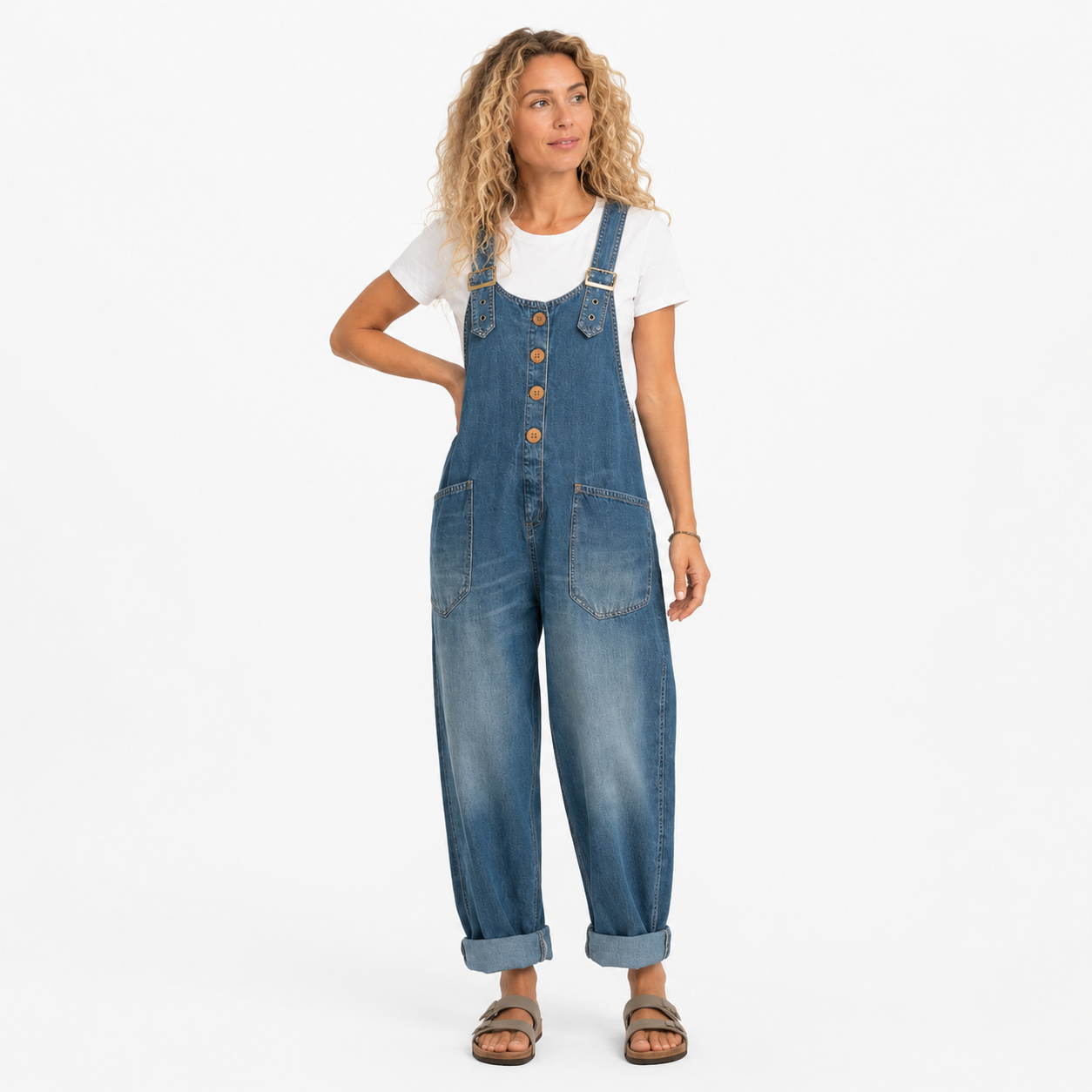 Damen Schnallen Jeansoverall - Lockerer Denim Look mit lässiger Passform - Rosesamour