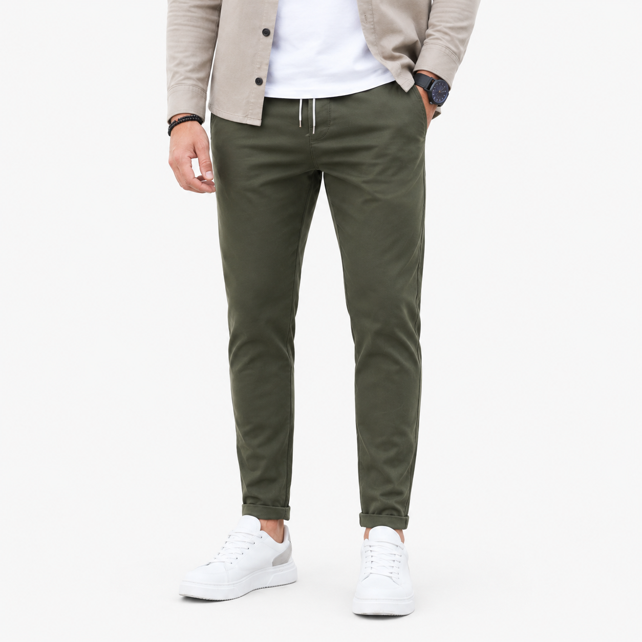 Herren Premium Komforthose Grün - Schmale Relax Passform - Rosesamour