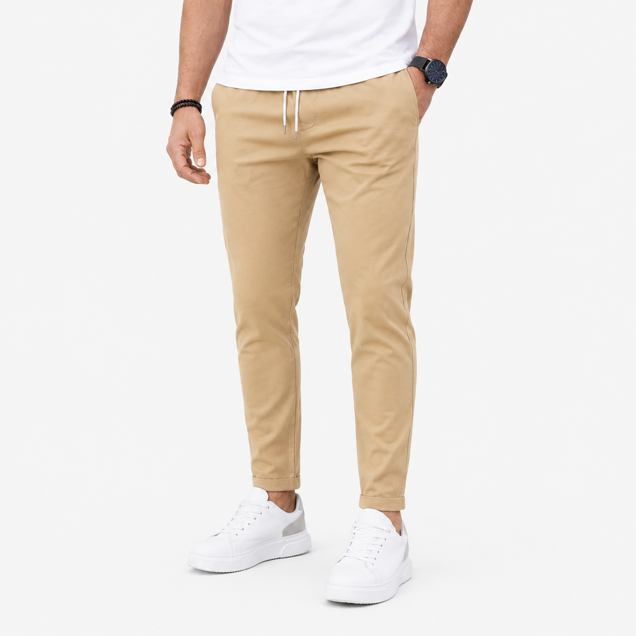 Herren Premium Komforthose Khaki - Schmale Relax Passform - Rosesamour
