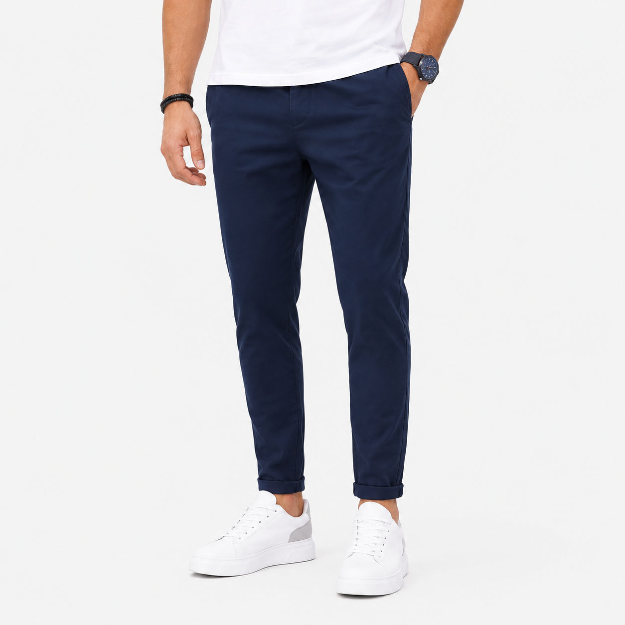 Herren Premium Komforthose Dunkelblau - Schmale Relax Passform - Rosesamour
