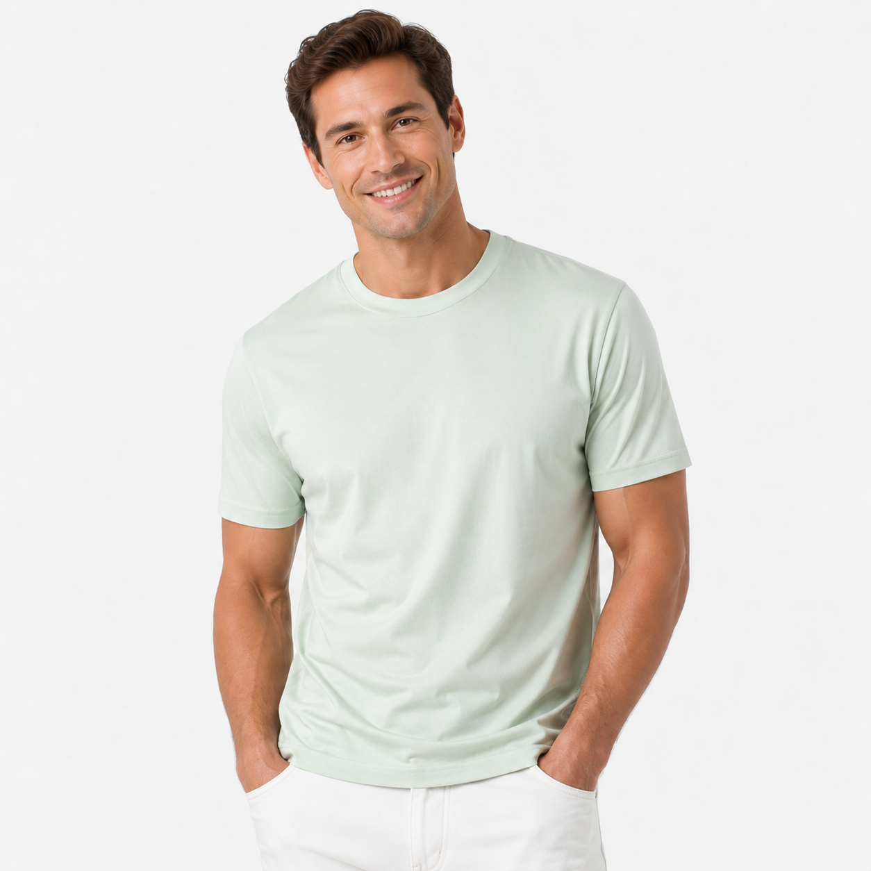 Herren Eis Seide T Shirt Marineblau - Leicht Kühlend Seidigweich - Rosesamour