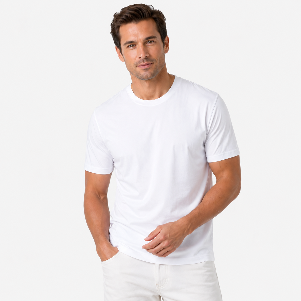 Herren Eis Seide TShirt Weiß - Leicht Kühlend Seidigweich - Rosesamour