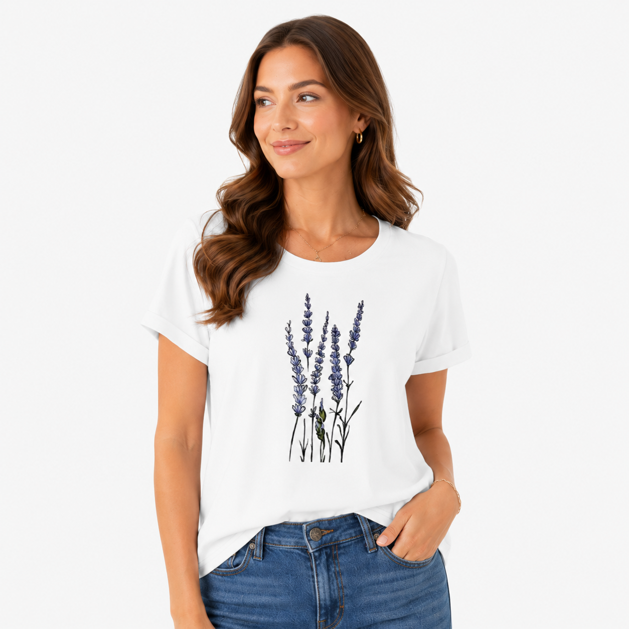 Damen Sommer Shirt Weiß mit Blumen Print - Lockere Passform Freizeit Look - Rosesamour