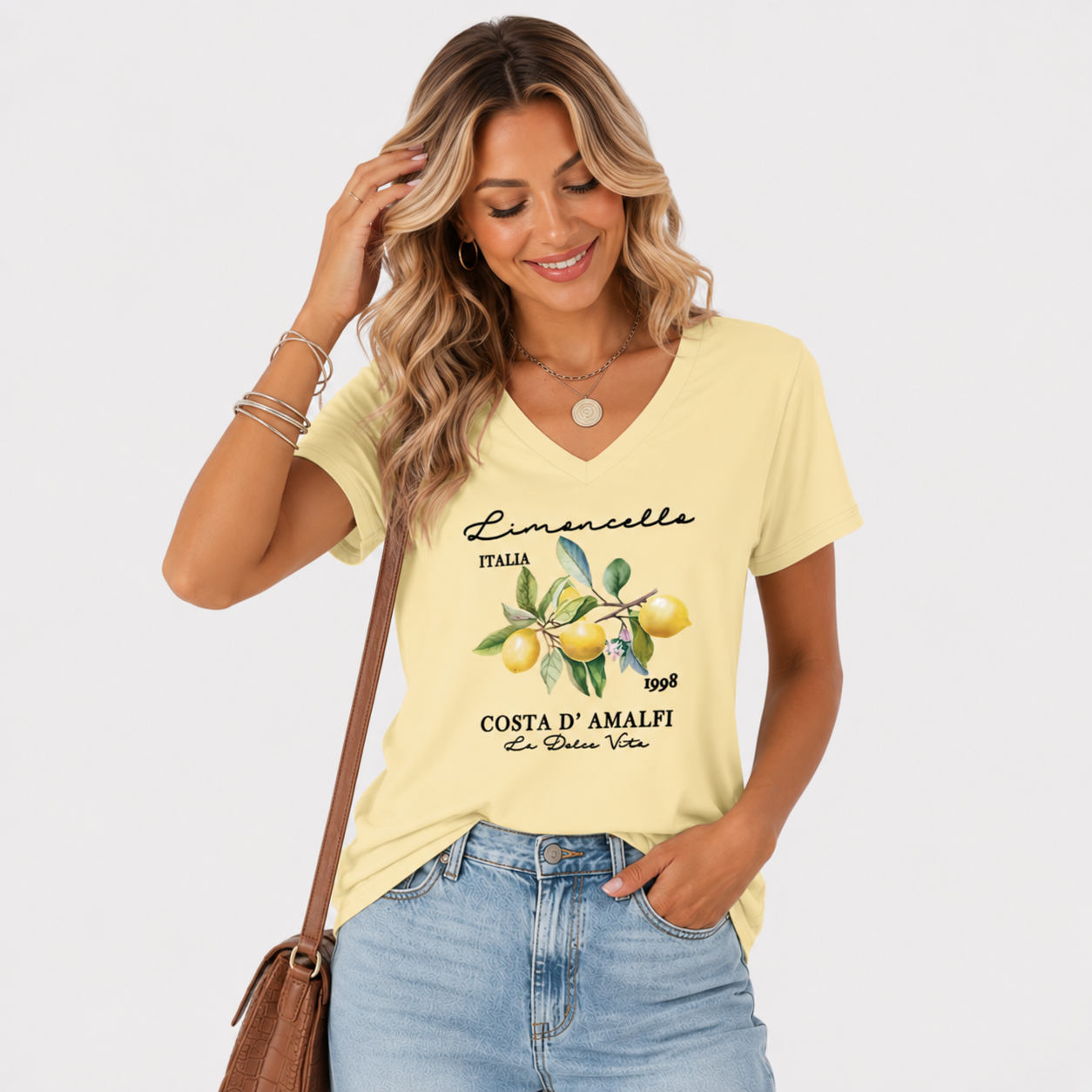 Damen Limoncello Shirt Gelb - Lockere Passform Sommer Print Look - Rosesamour