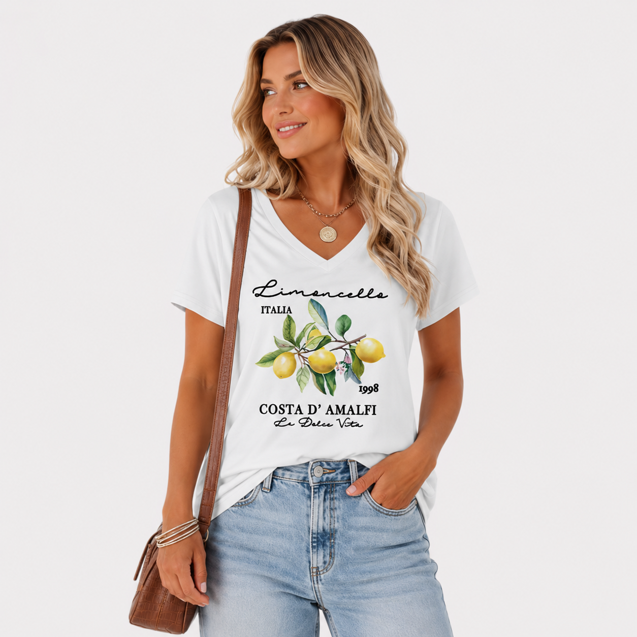 Damen Limoncello Shirt Weiß - Lockere Passform Sommer Print Look - Rosesamour