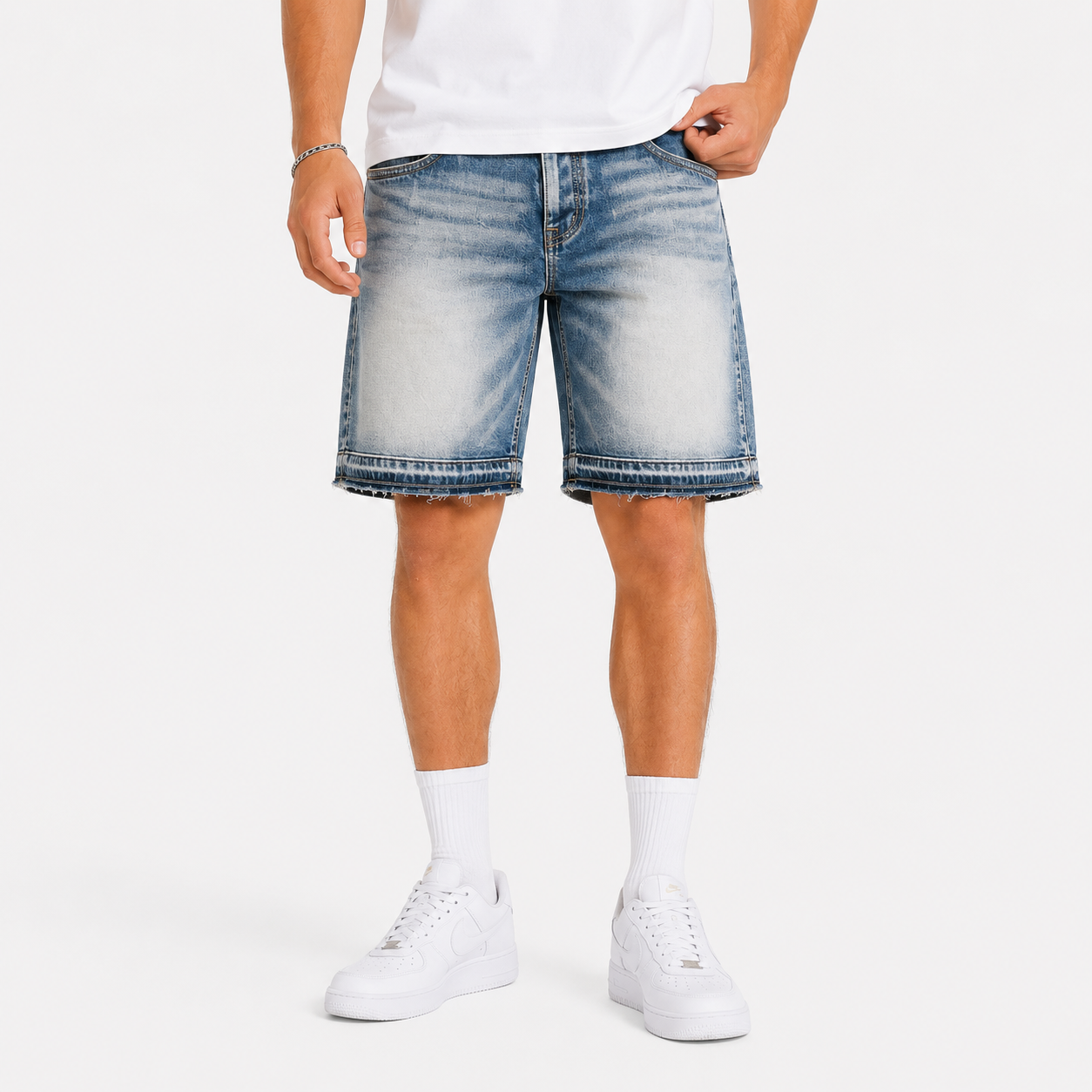 Herren Denim Shorts Blau im Y2K Stil - Baggy Streetwear Look - Rosesamour