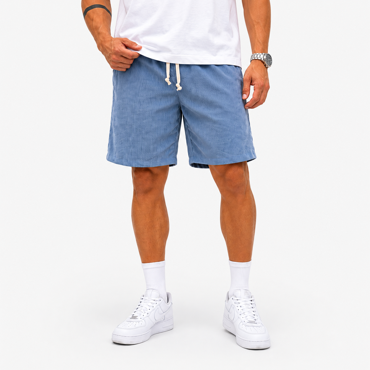 Herren Shorts Blau Casual - Lässige Cord Optik mit Taschen - Rosesamour