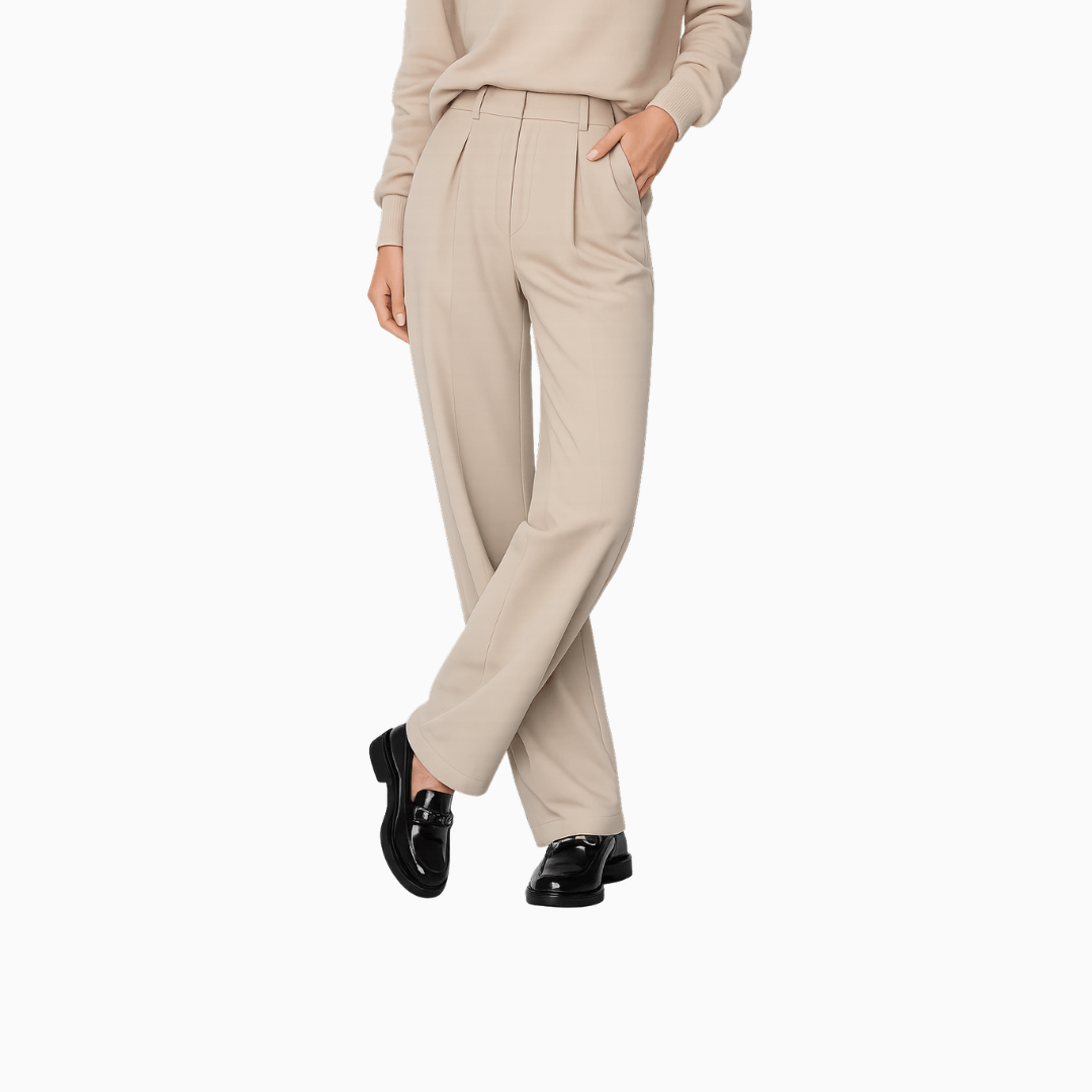 Damen Weite Fließende Hose Beige - Elegante Passform Moderner Look - Rosesamour