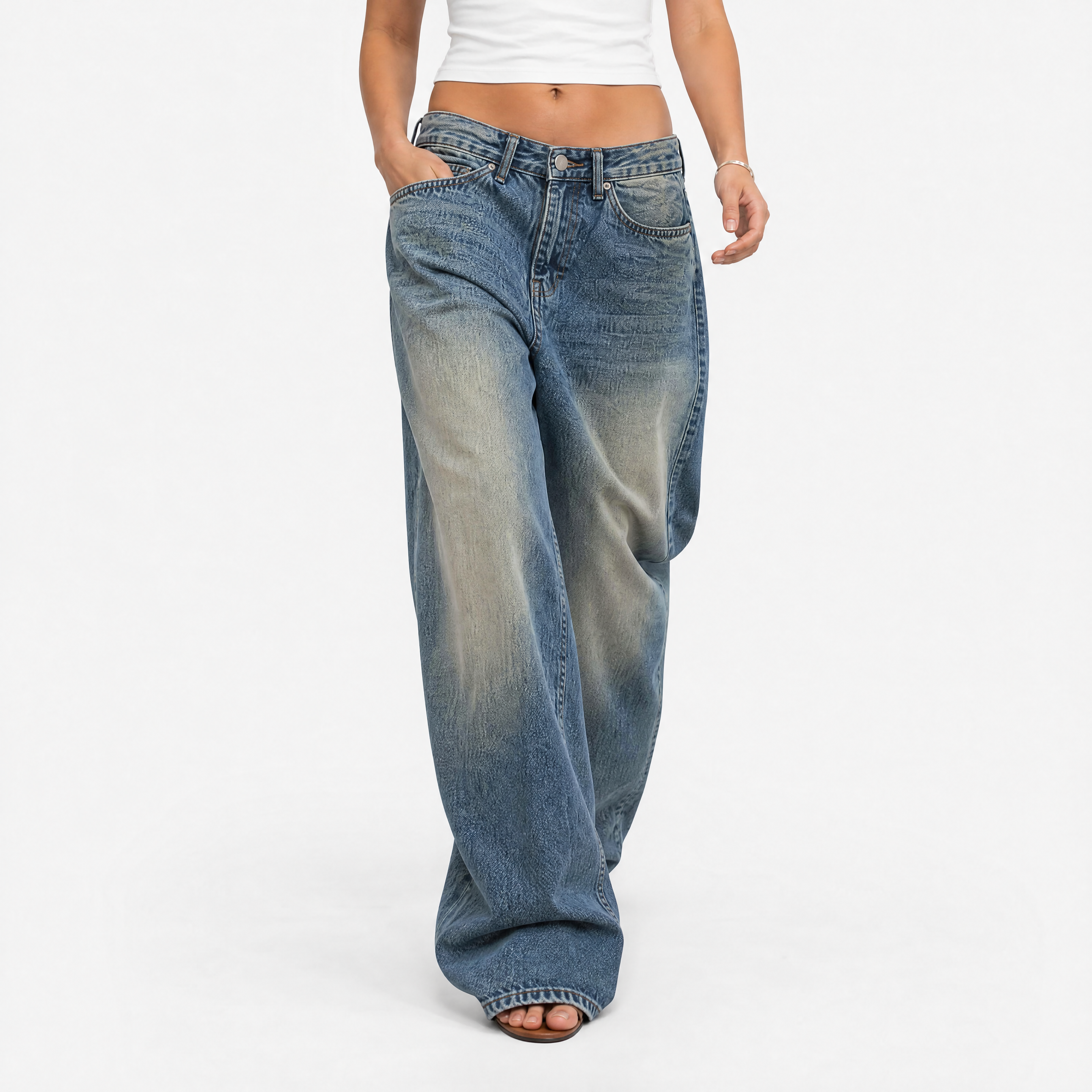 Damen Jeans Blau mit Weitem Bein - Lockere Passform Moderner Look - Rosesamour