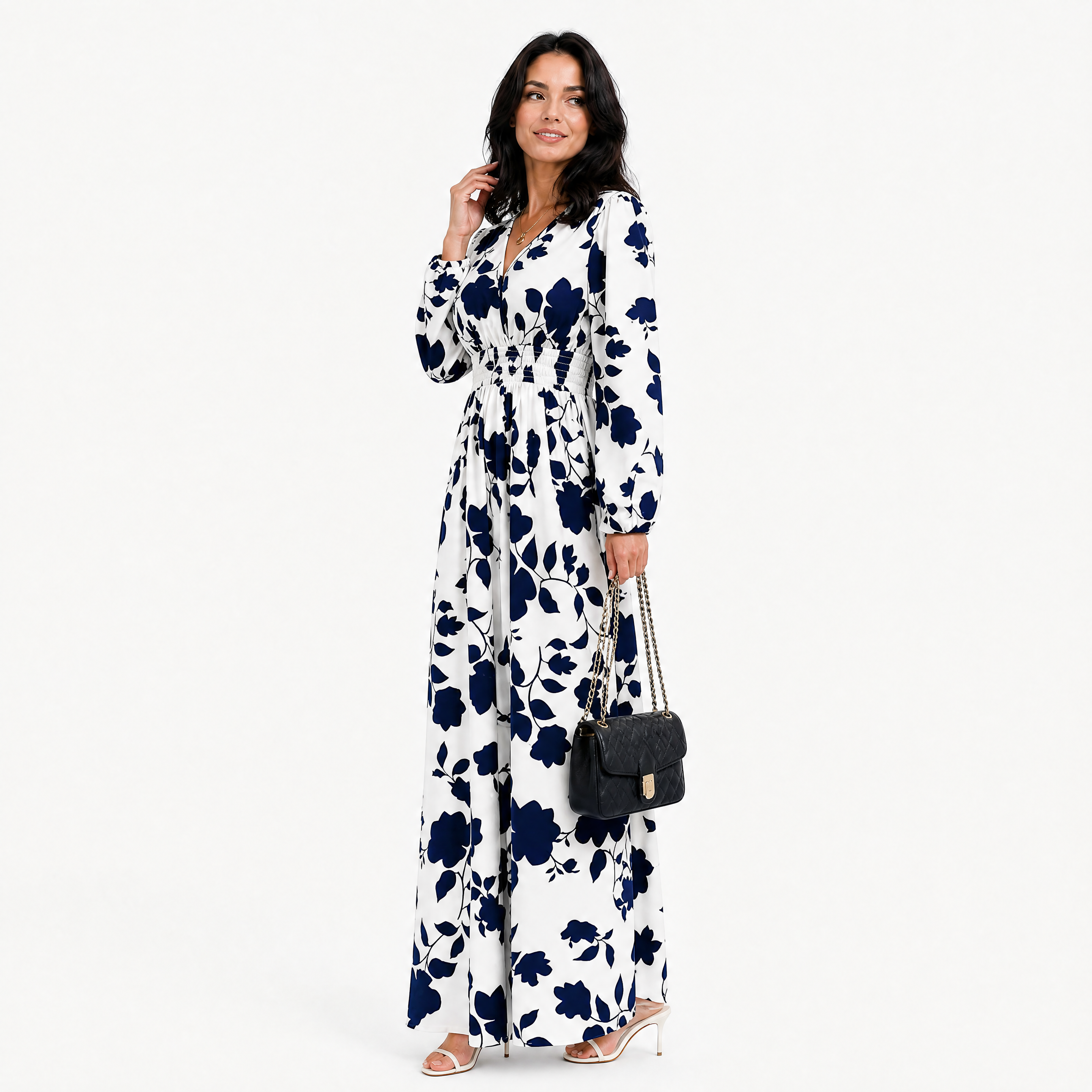 Das Weiße Maxikleid Mit Blauen Blumen
