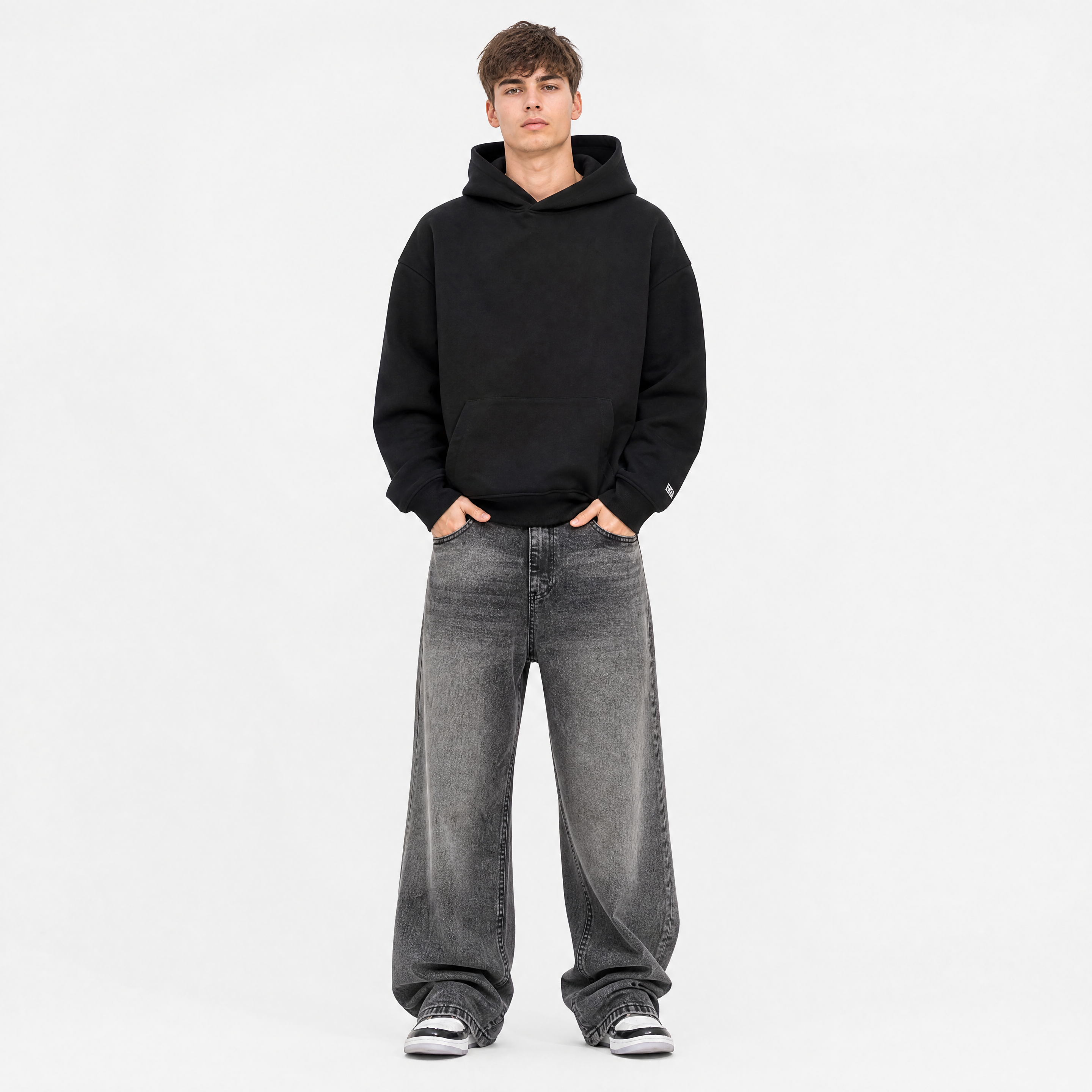 Herren Jeans Dunkelgrau mit Weitem Bein - Lockere Passform Moderner Look - Rosesamour