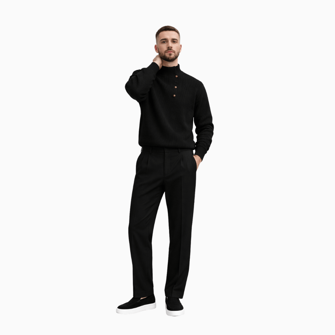 Der Moderne Strickpullover Mit Knopfleiste Schwarz