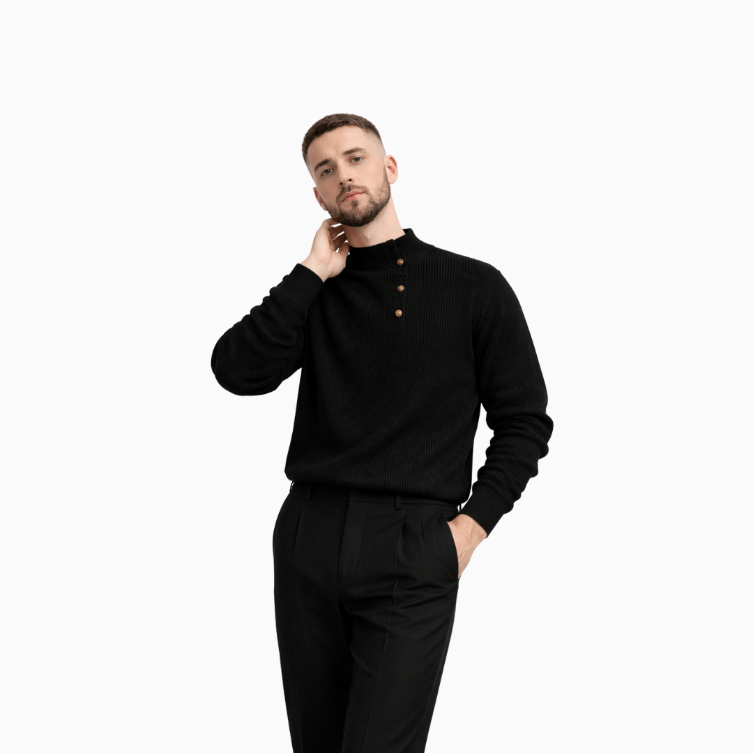 Der Moderne Strickpullover Mit Knopfleiste Schwarz