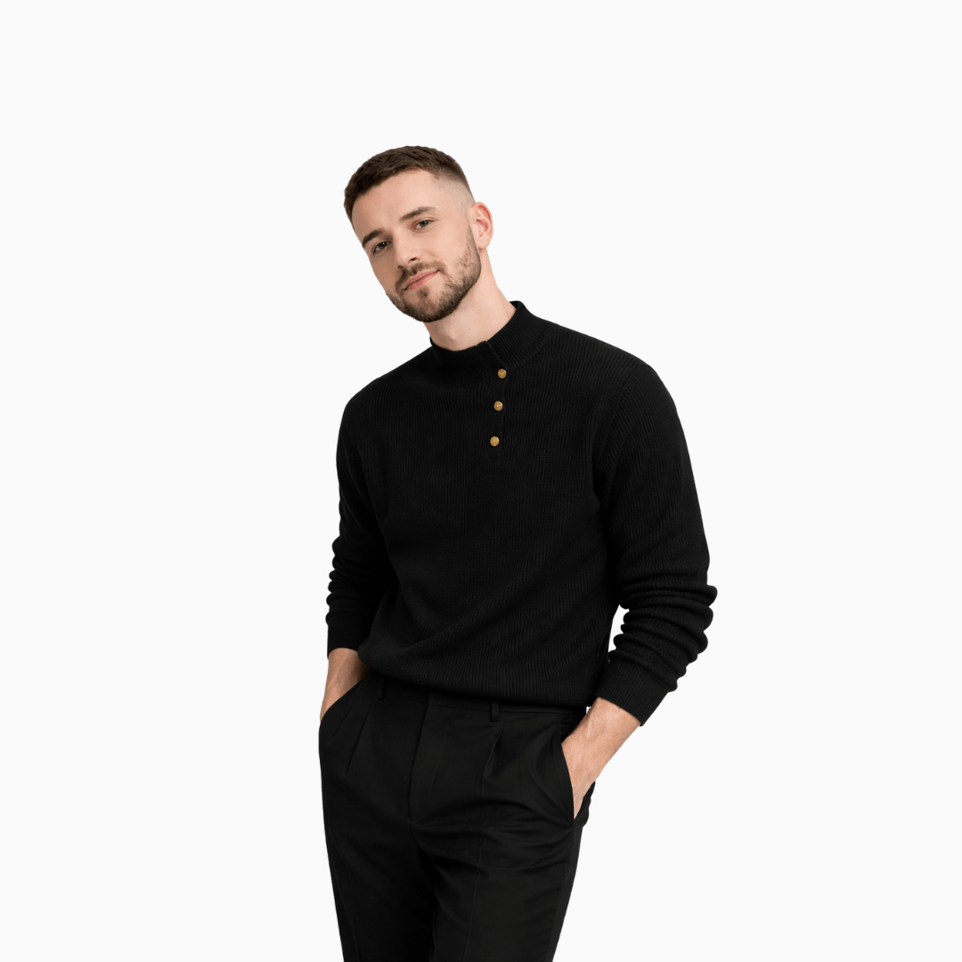 Der Moderne Strickpullover Mit Knopfleiste Schwarz
