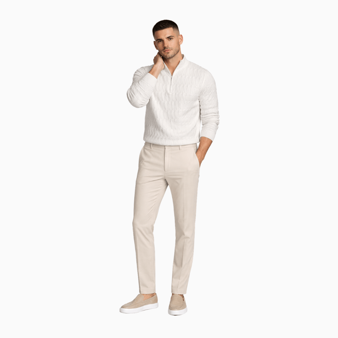 Der Elegante Zopfstrick Pullover Mit Reißkragen