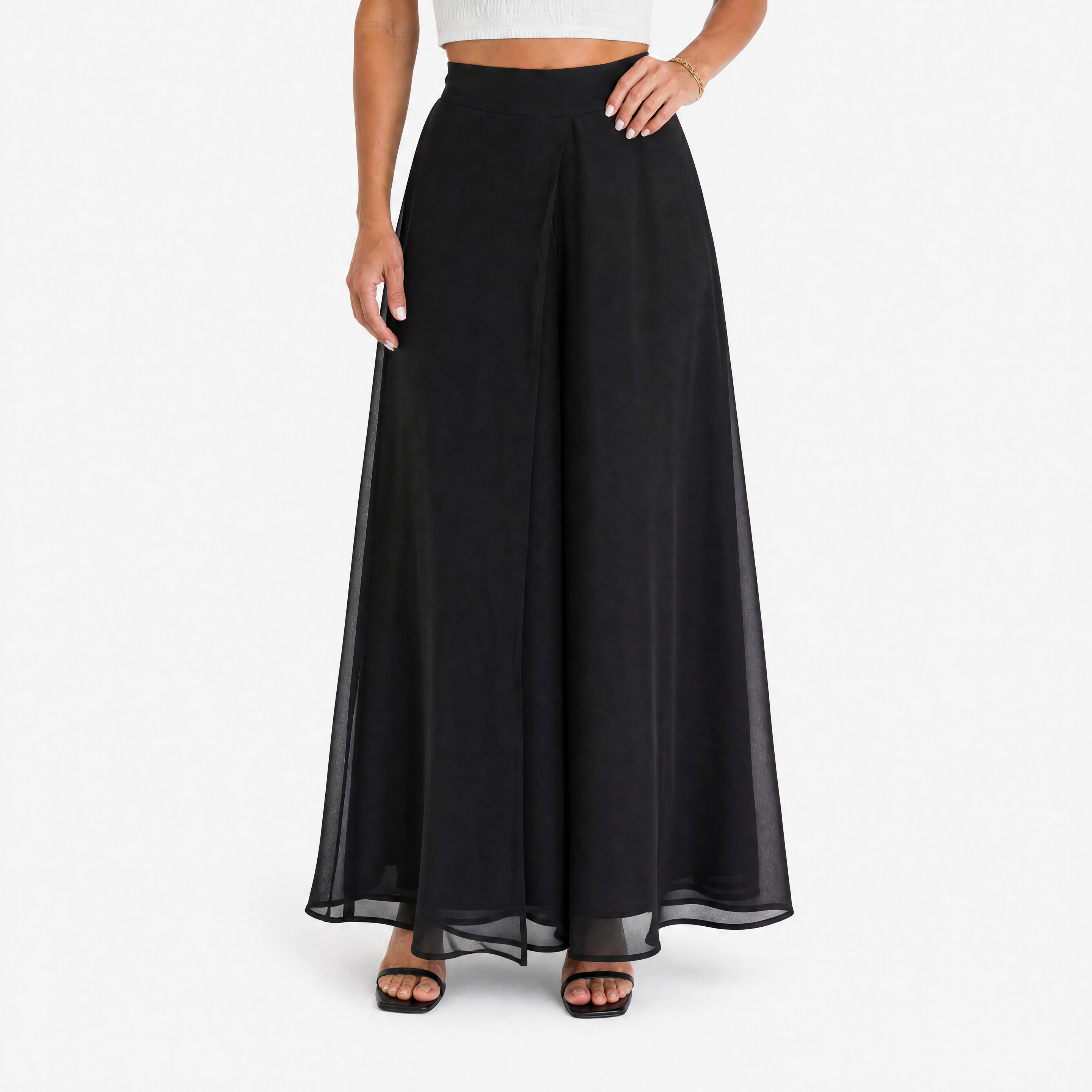 Damen Palazzo Hose Schwarz - Weite Passform Eleganter Sommer Look - Rosesamour