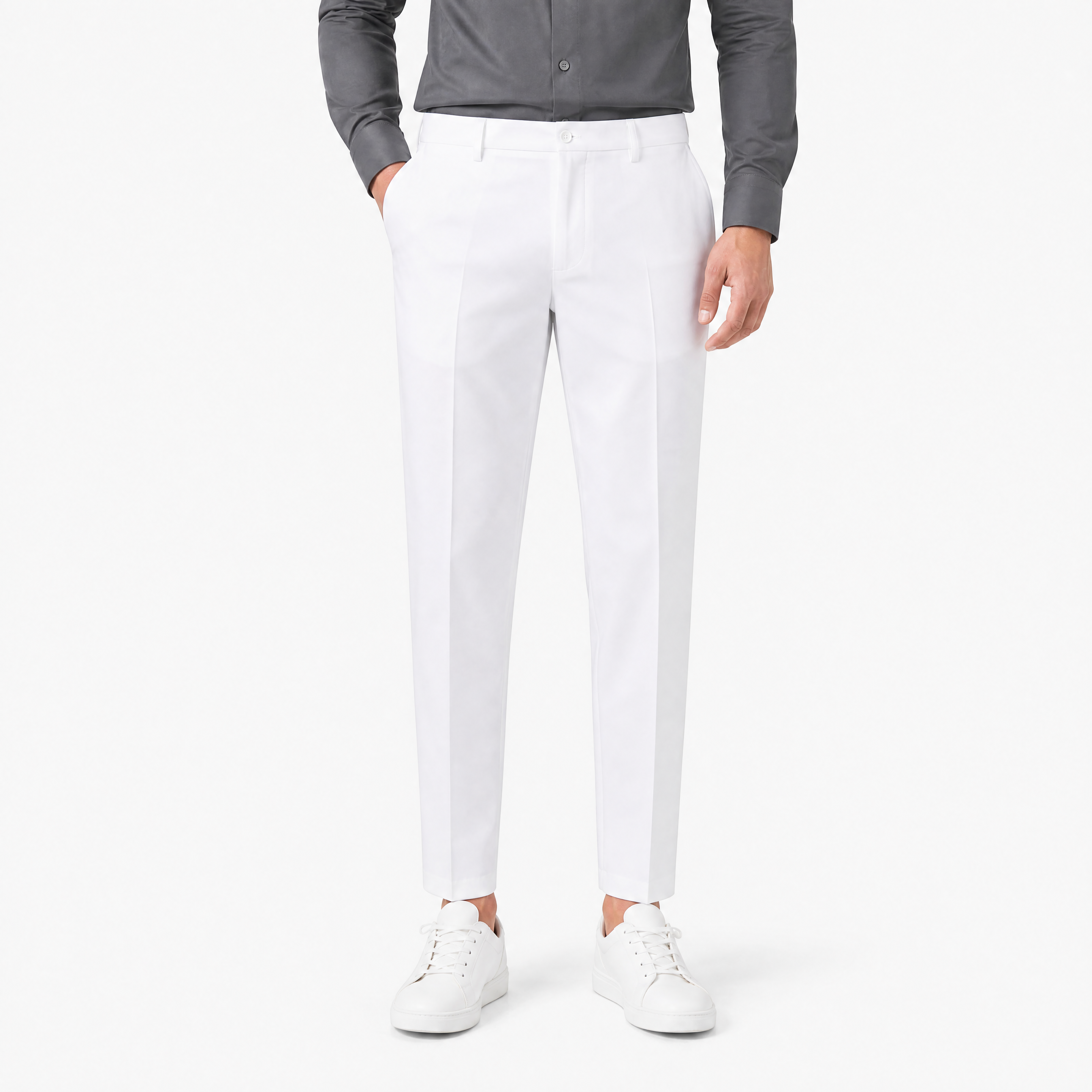 Die Elegante Weite Bundfalten Hose Creme