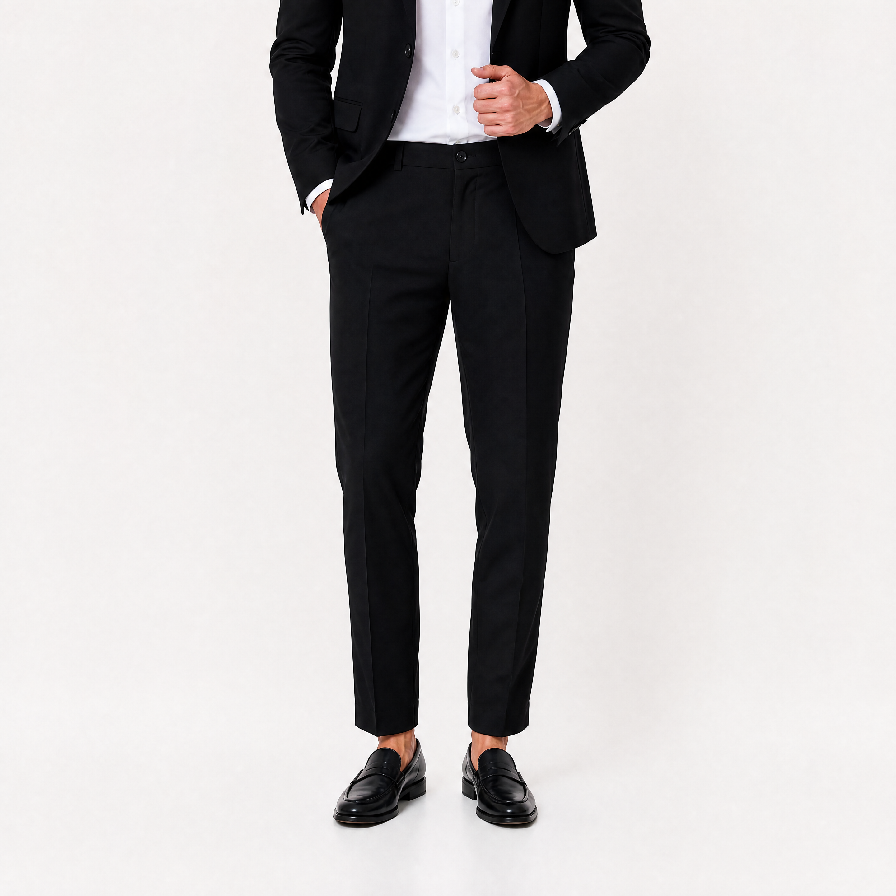 Die Elegante Weite Bundfalten Hose Schwarz