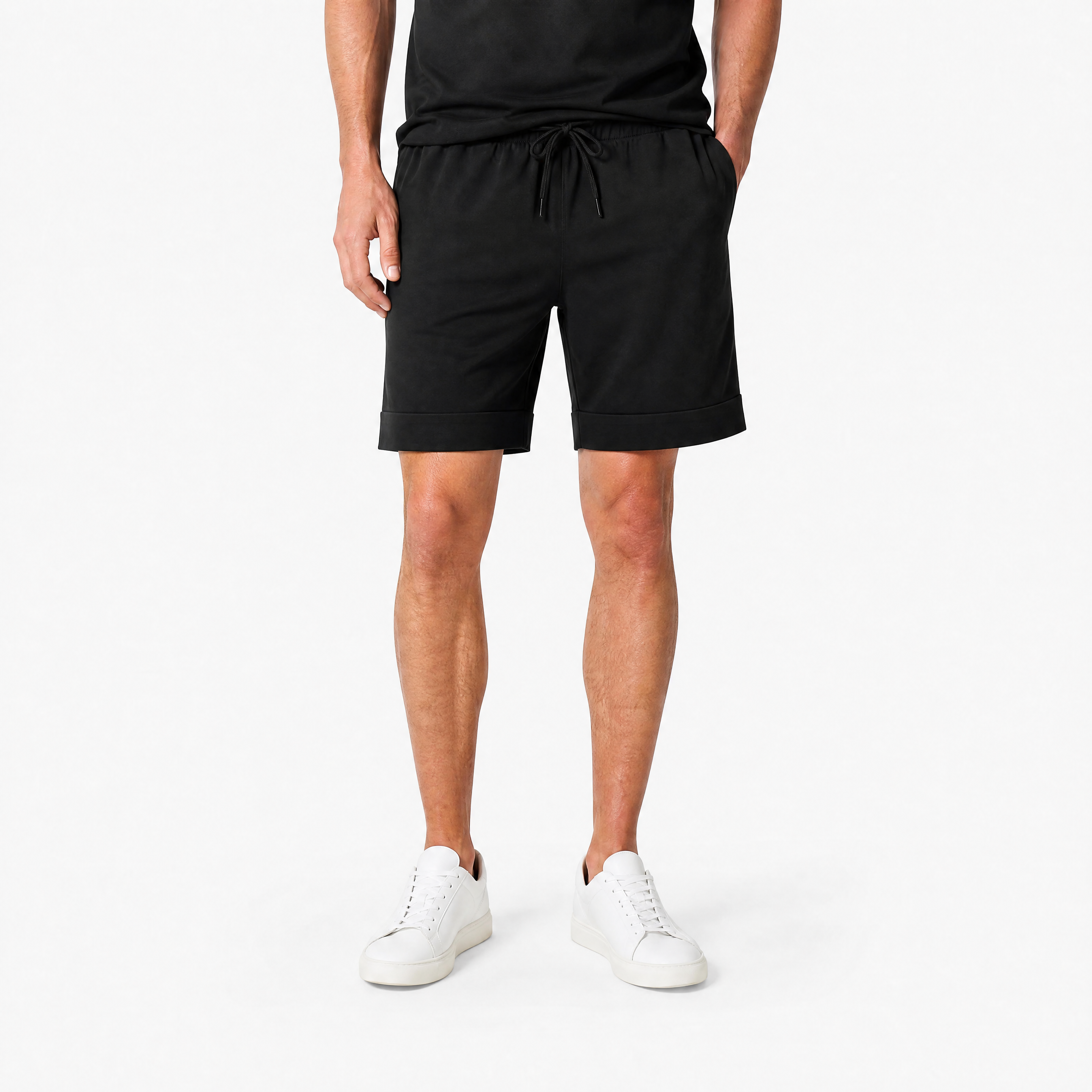 Herren Leinen Shorts Schwarz - Lockere Passform Sommer Freizeit Look - Rosesamour