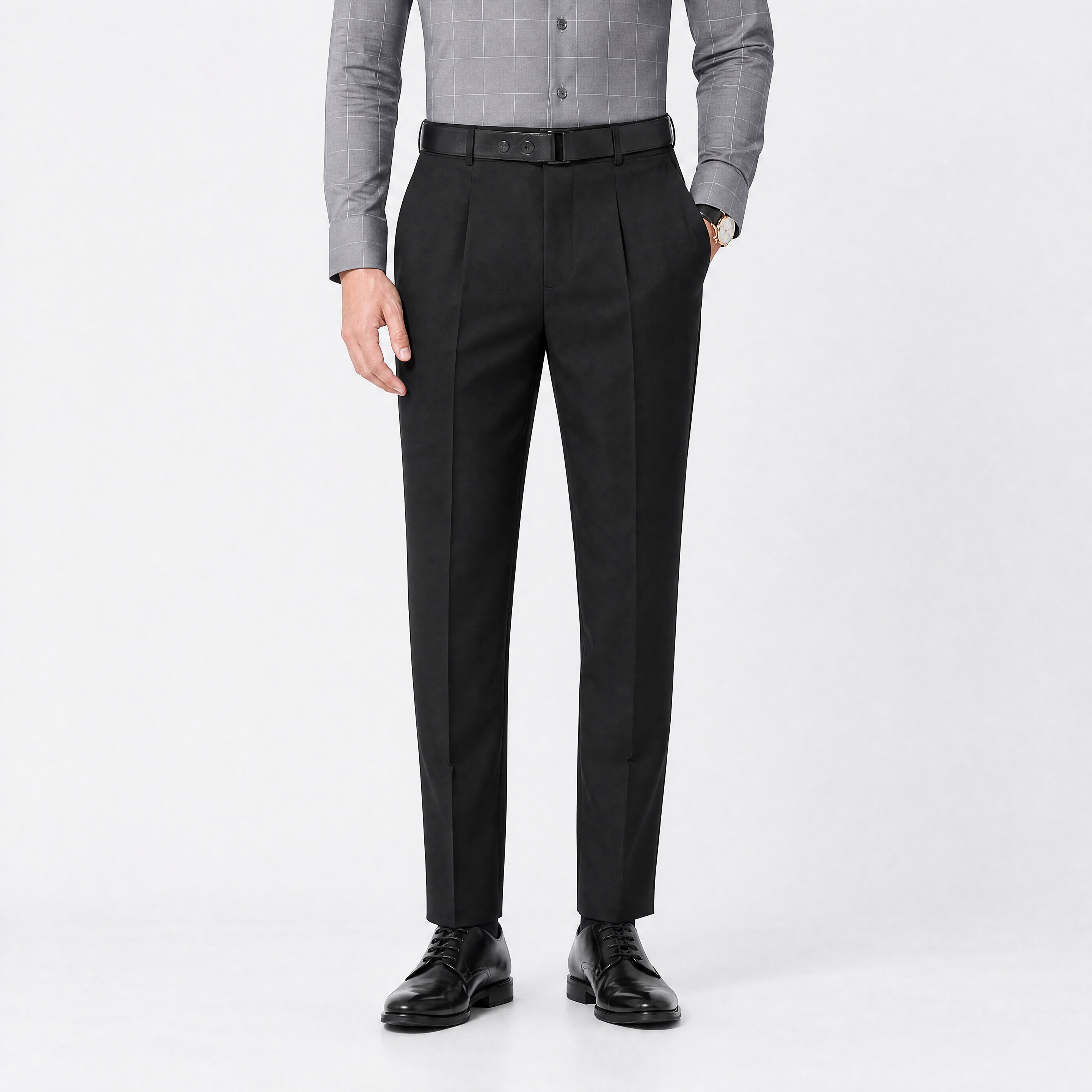 Herren Elegante Anzughose Schwarz - Schmale Passform Business Look - Rosesamour