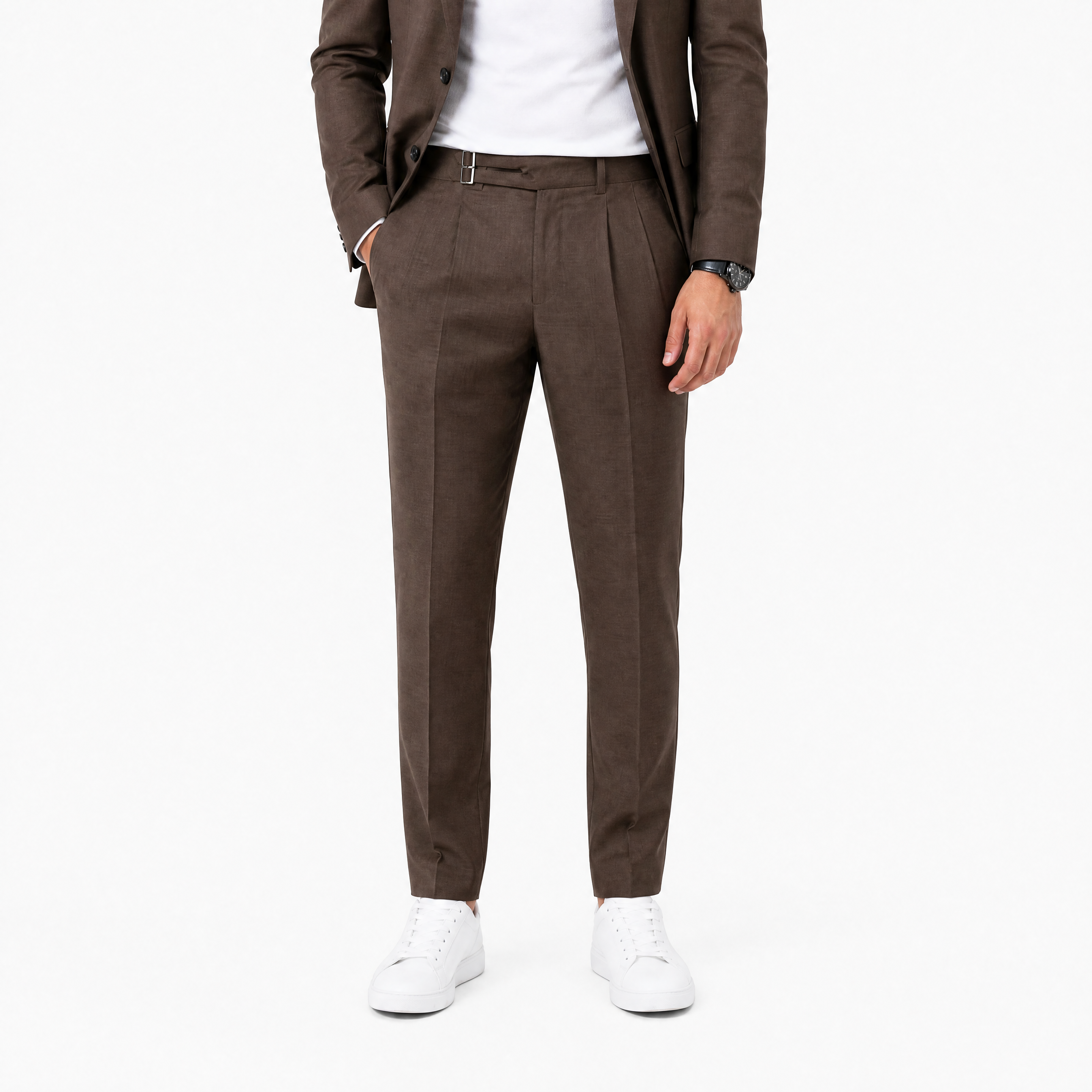 Herren Elegante Anzughose Braun - Schmale Passform Business Look - Rosesamour