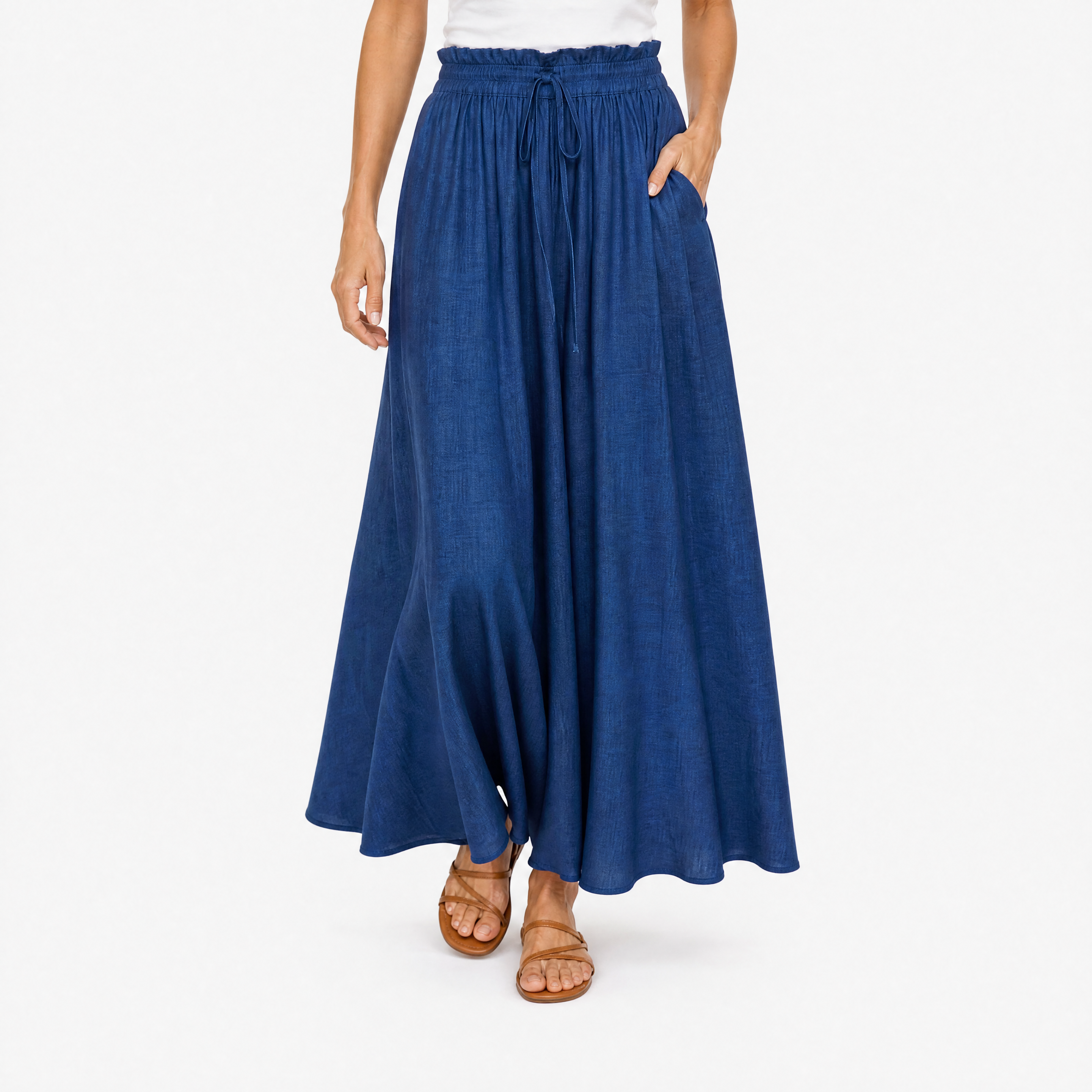 Damen Maxirock Marineblau - Lockere Passform Eleganter Look - Rosesamour
