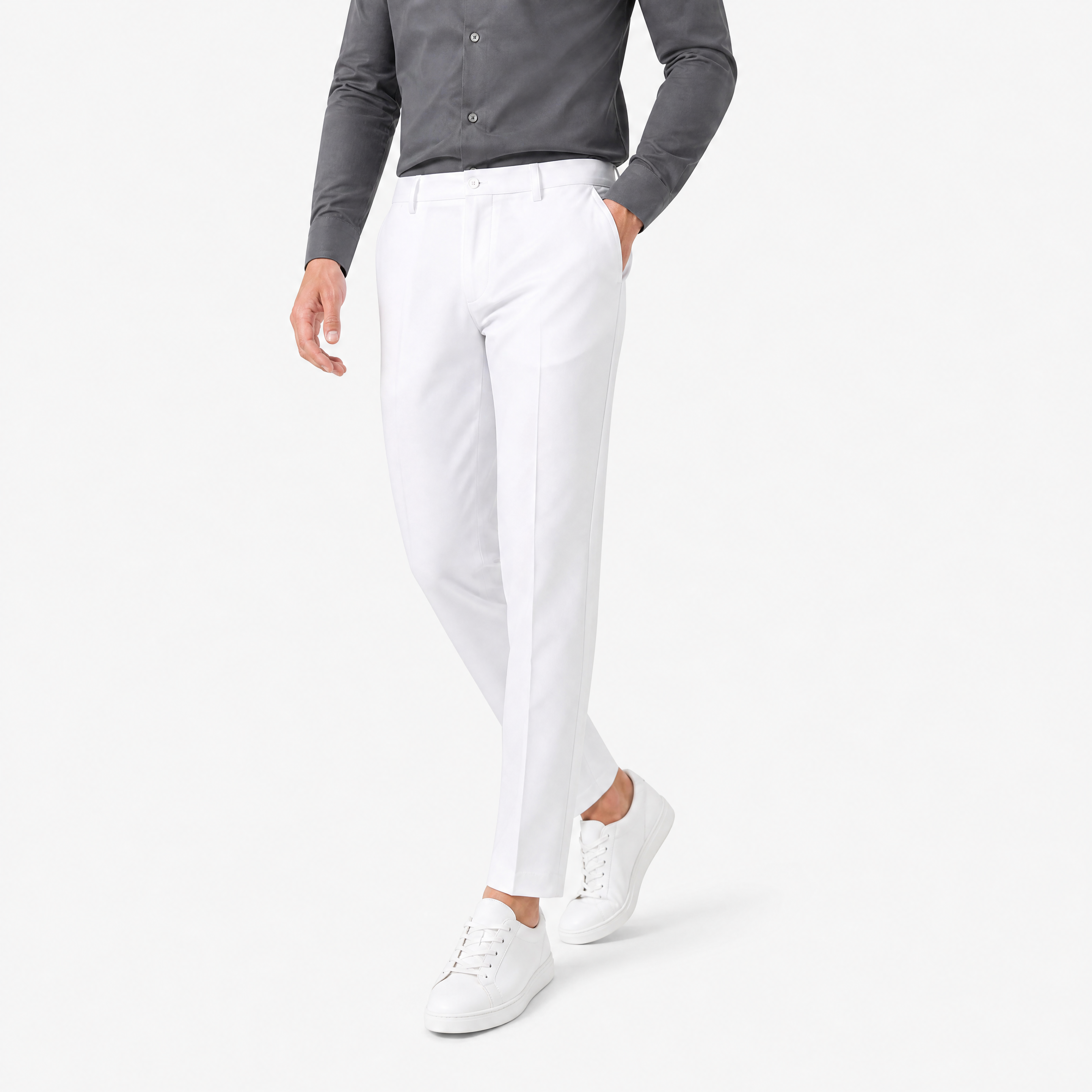 Die Elegante Weite Bundfalten Hose Creme