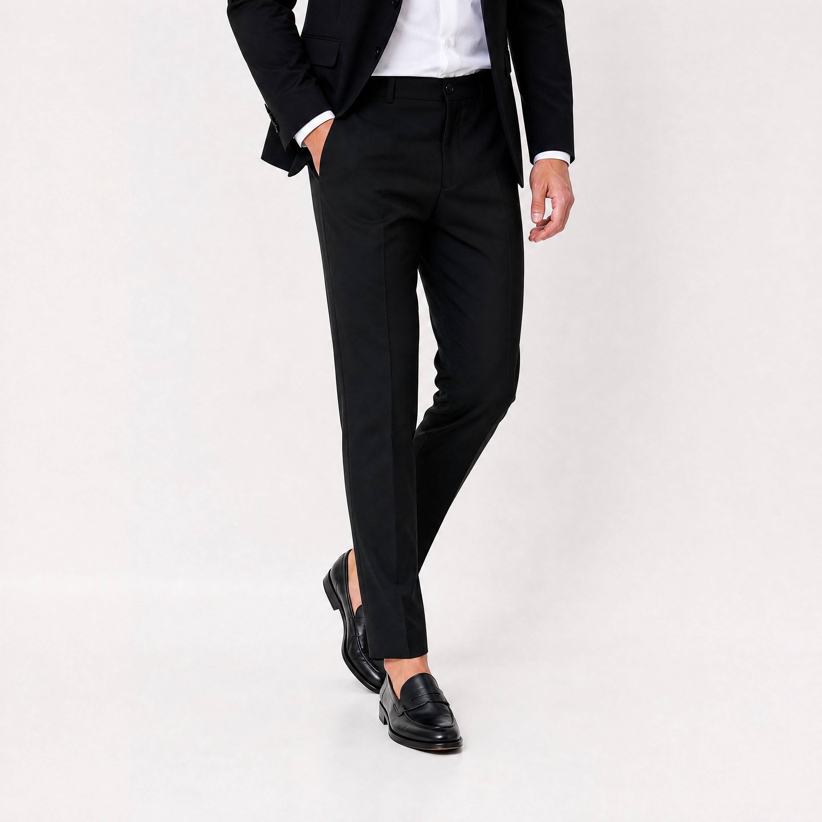 Die Elegante Weite Bundfalten Hose Schwarz