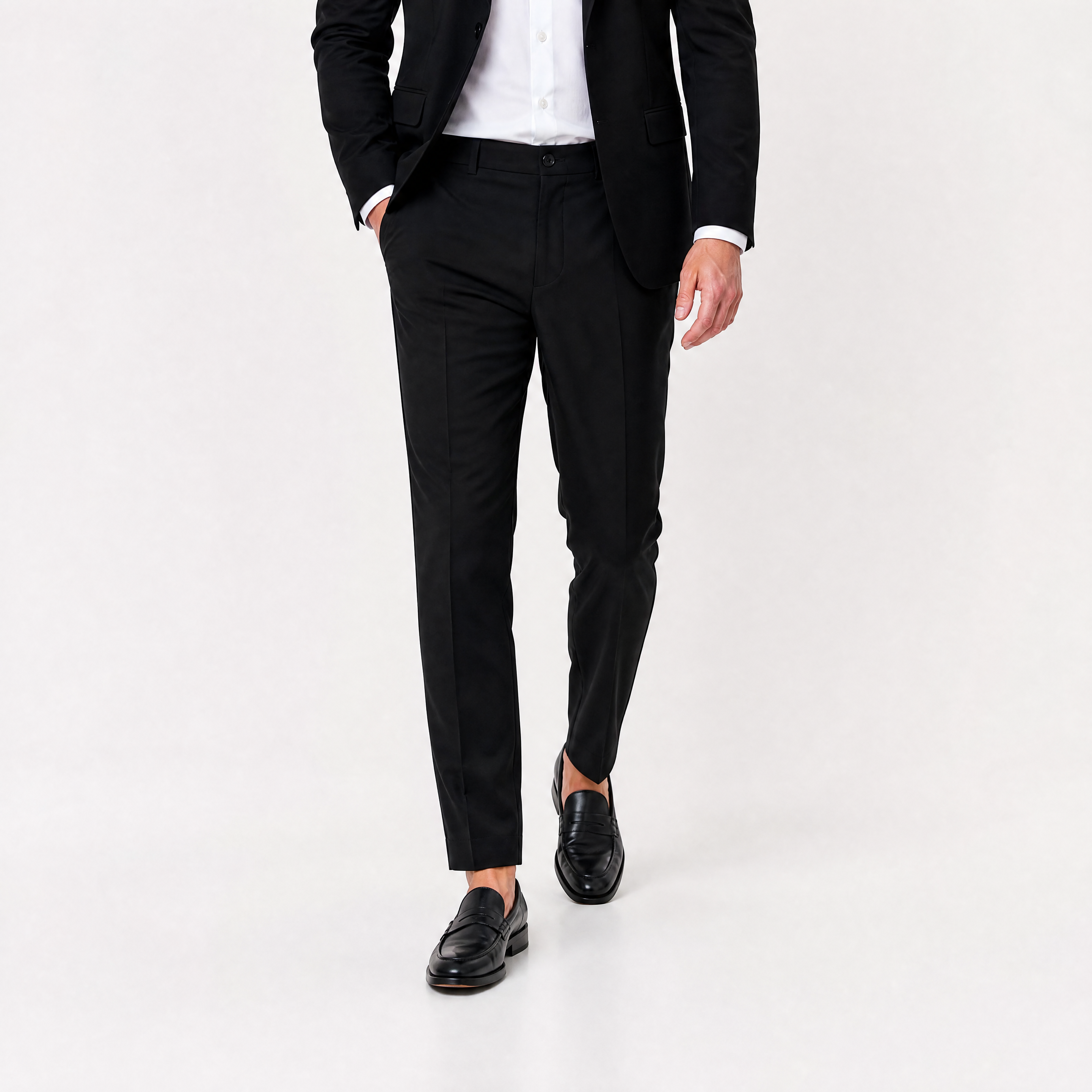Die Elegante Weite Bundfalten Hose Schwarz