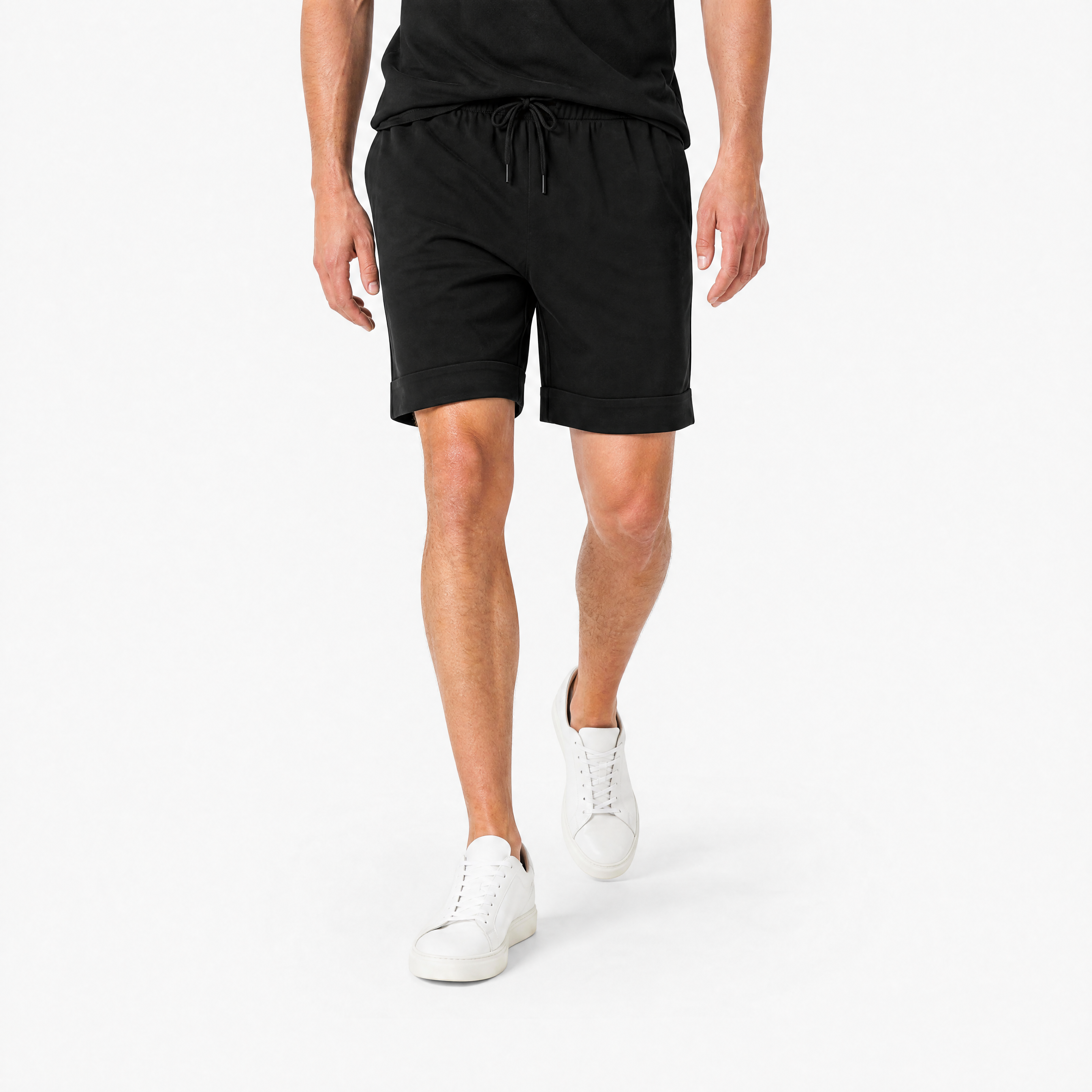 Herren Leinen Shorts Schwarz - Lockere Passform Sommer Freizeit Look - Rosesamour