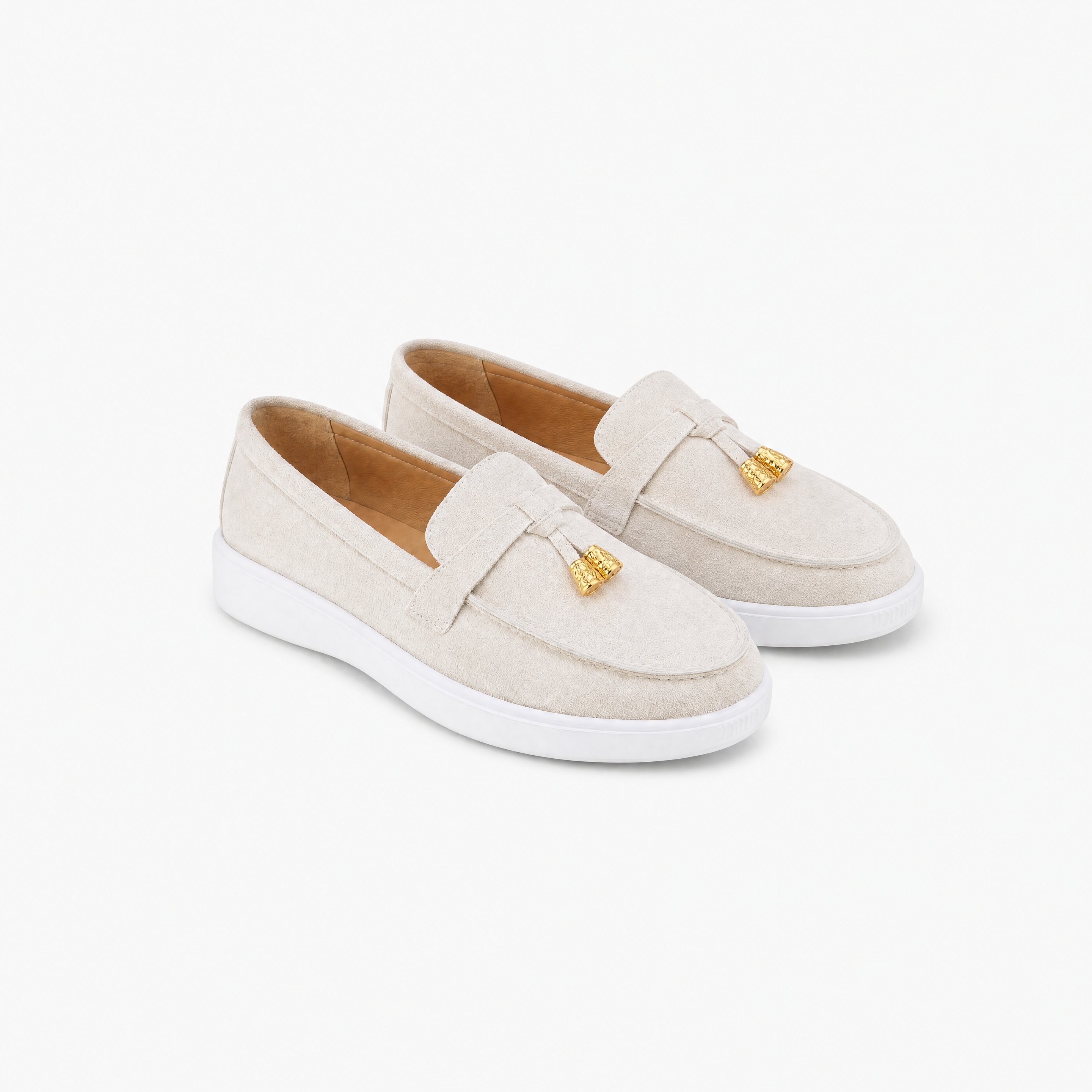 Damen Loafer Slipper Beige - Plateau Passform Komfortabler Freizeit Look - Rosesamour
