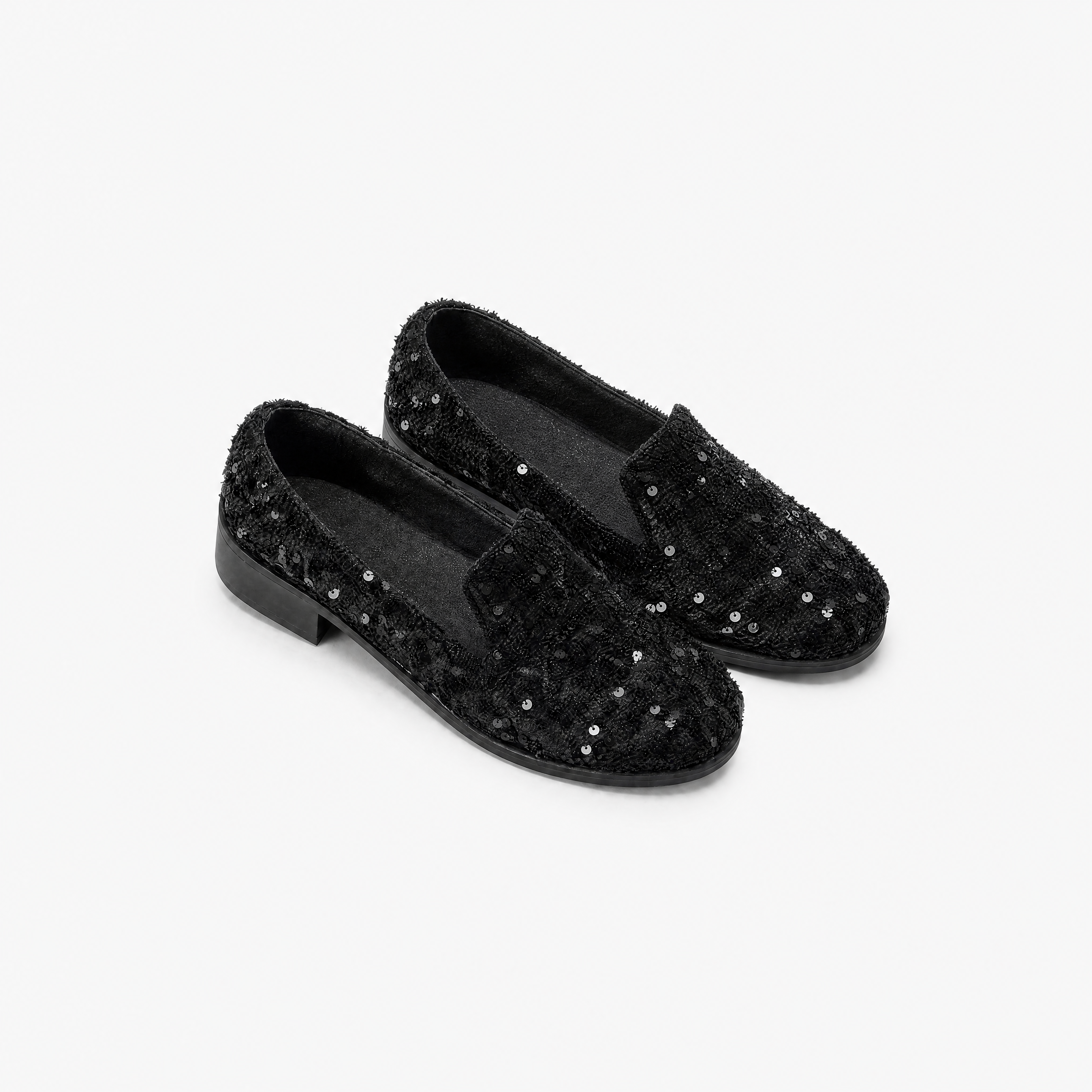 Damen Loafer Schwarz Glitzer Slipper - Komfortable Passform Eleganter Freizeit Look - Rosesamour