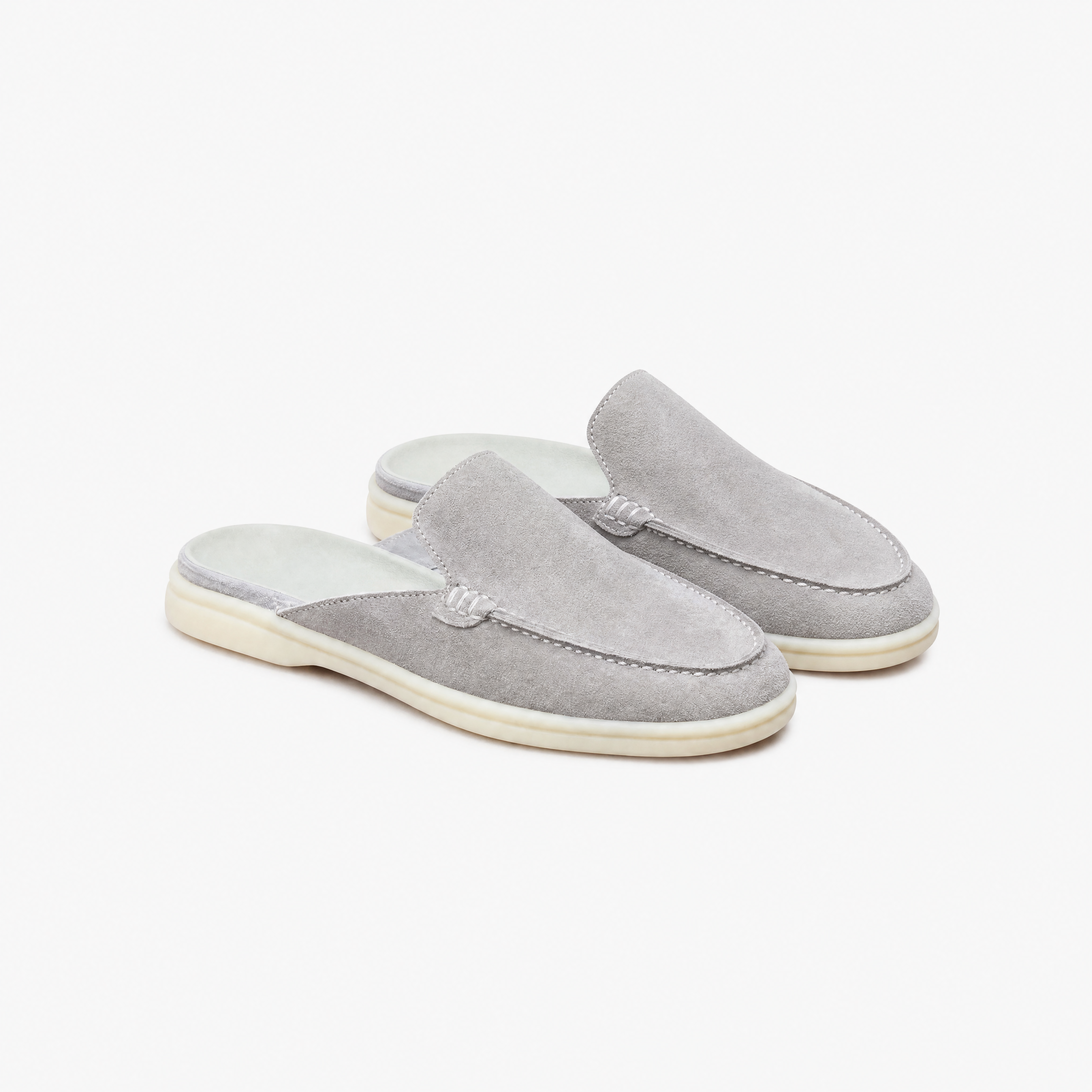 Damen Wildleder Pantoletten Beige - Flache Passform Komfortabler Freizeit Look - Rosesamour