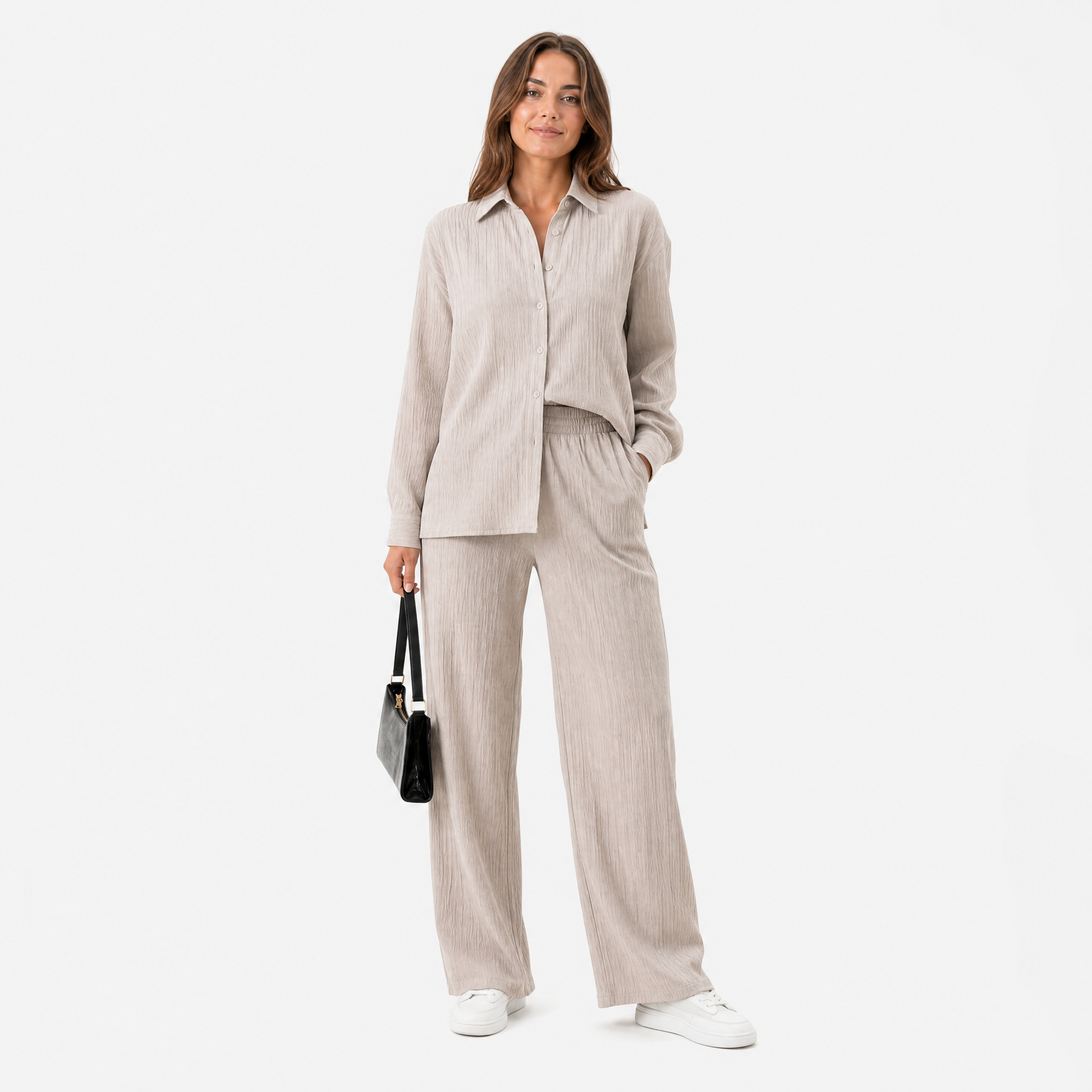 Damen Zweiteiler Apricot Sommer - Lockere Passform Eleganter Freizeit Look - Rosesamour