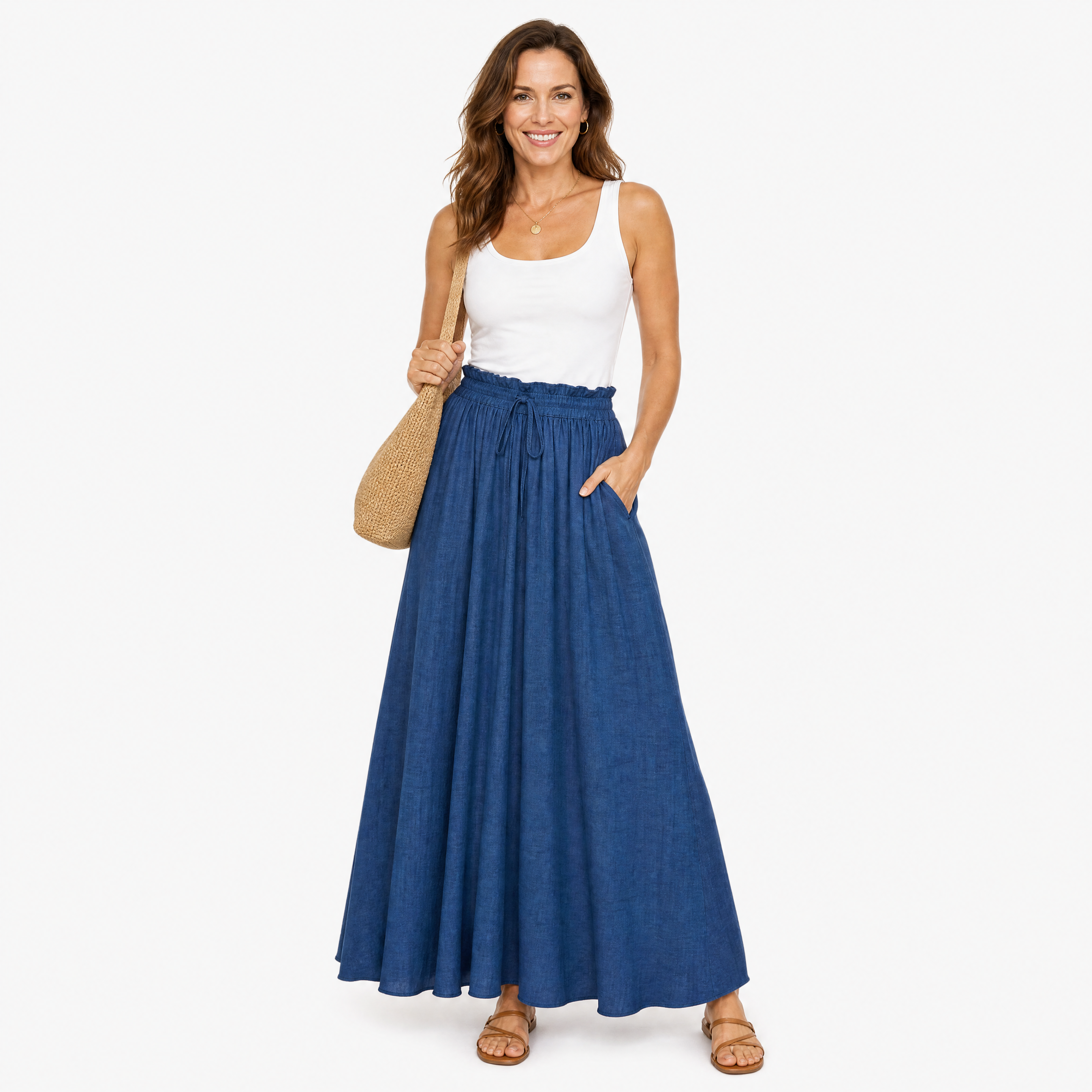 Damen Maxirock Marineblau - Lockere Passform Eleganter Look - Rosesamour