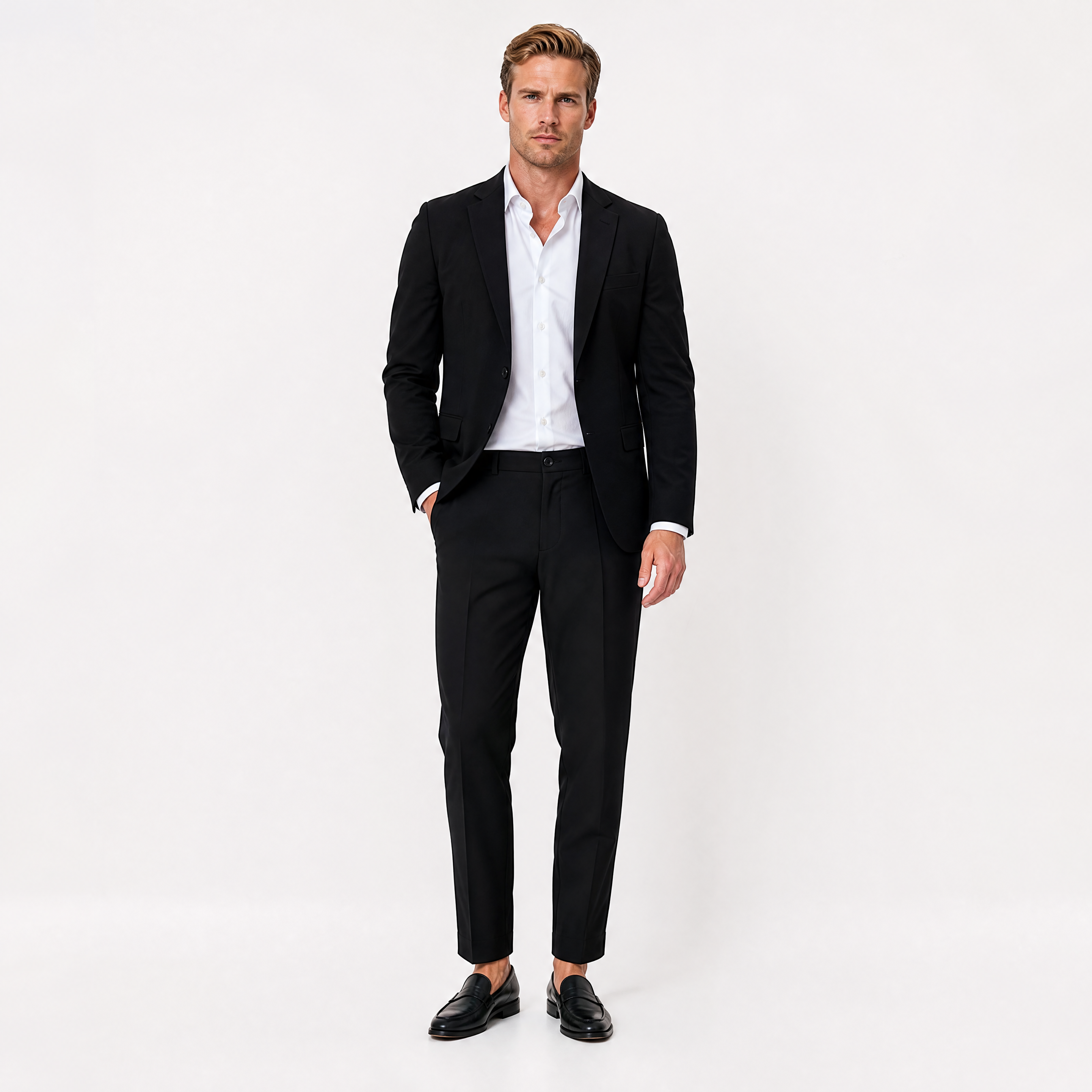 Die Elegante Weite Bundfalten Hose Schwarz