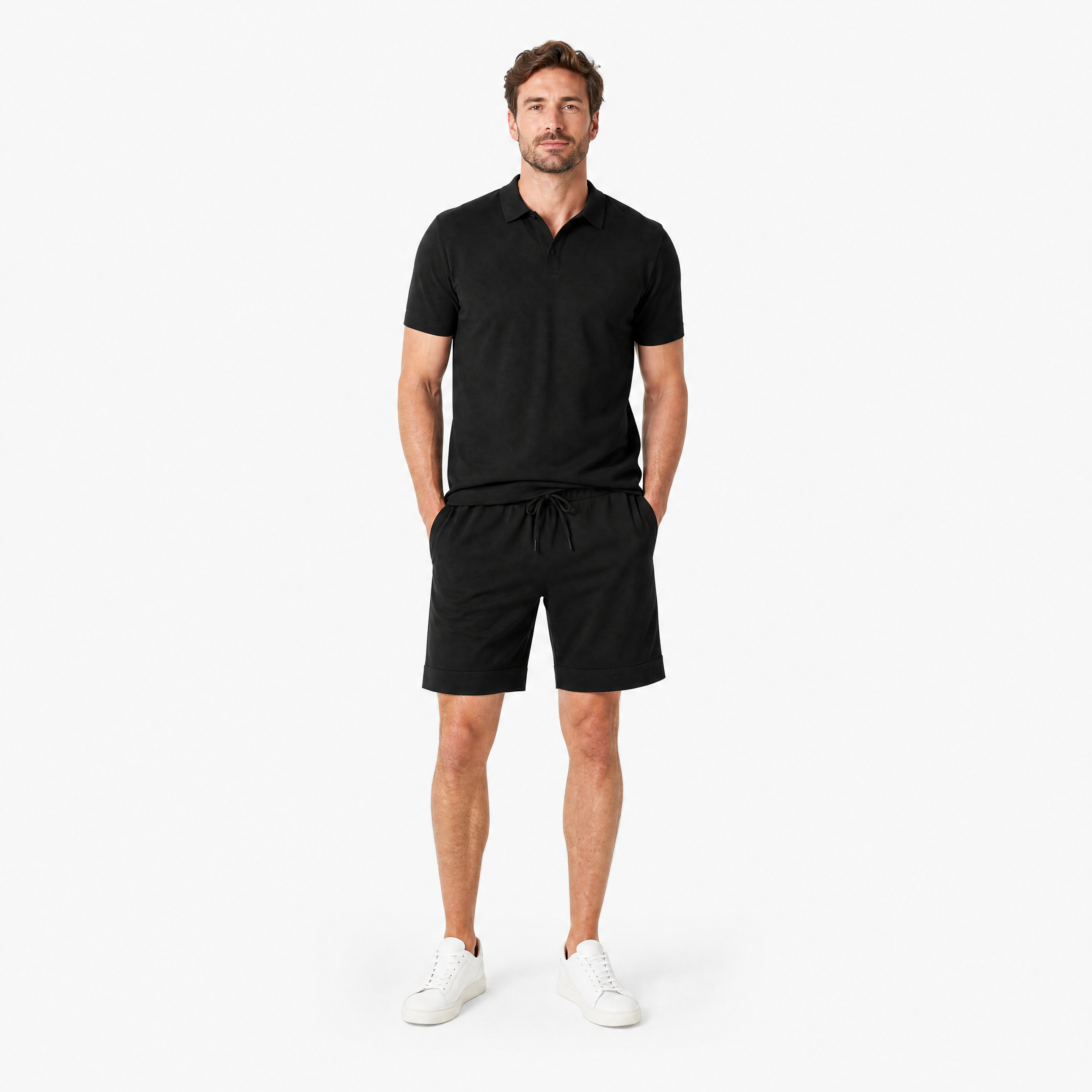 Herren Leinen Shorts Schwarz - Lockere Passform Sommer Freizeit Look - Rosesamour