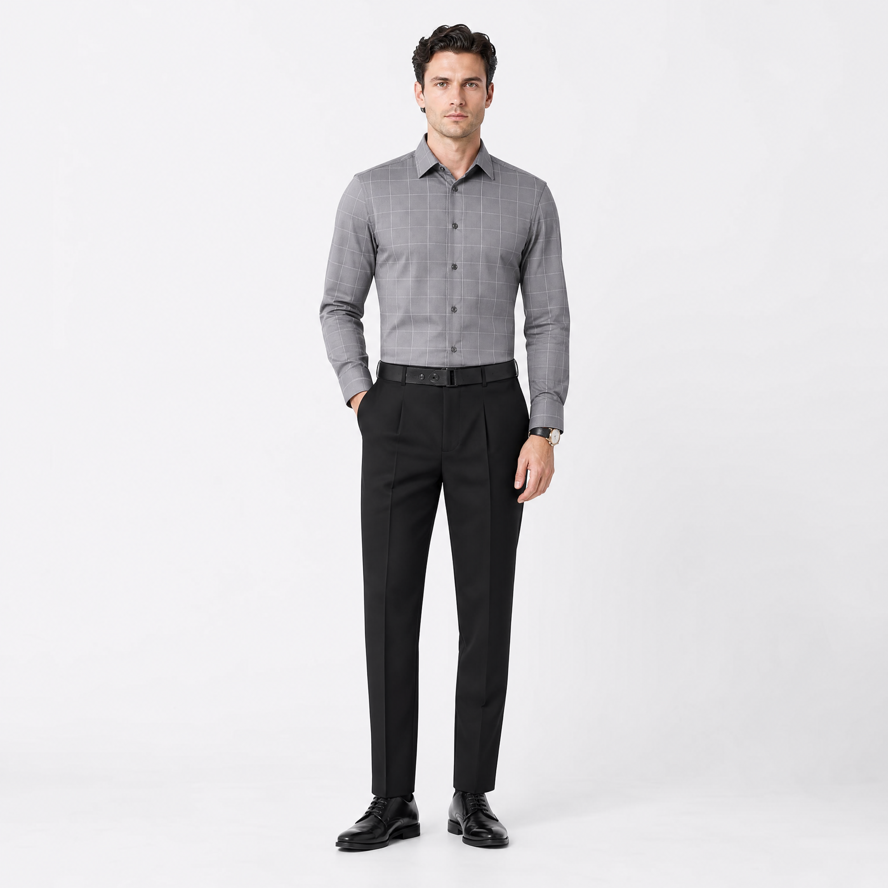 Herren Elegante Anzughose Schwarz - Schmale Passform Business Look - Rosesamour