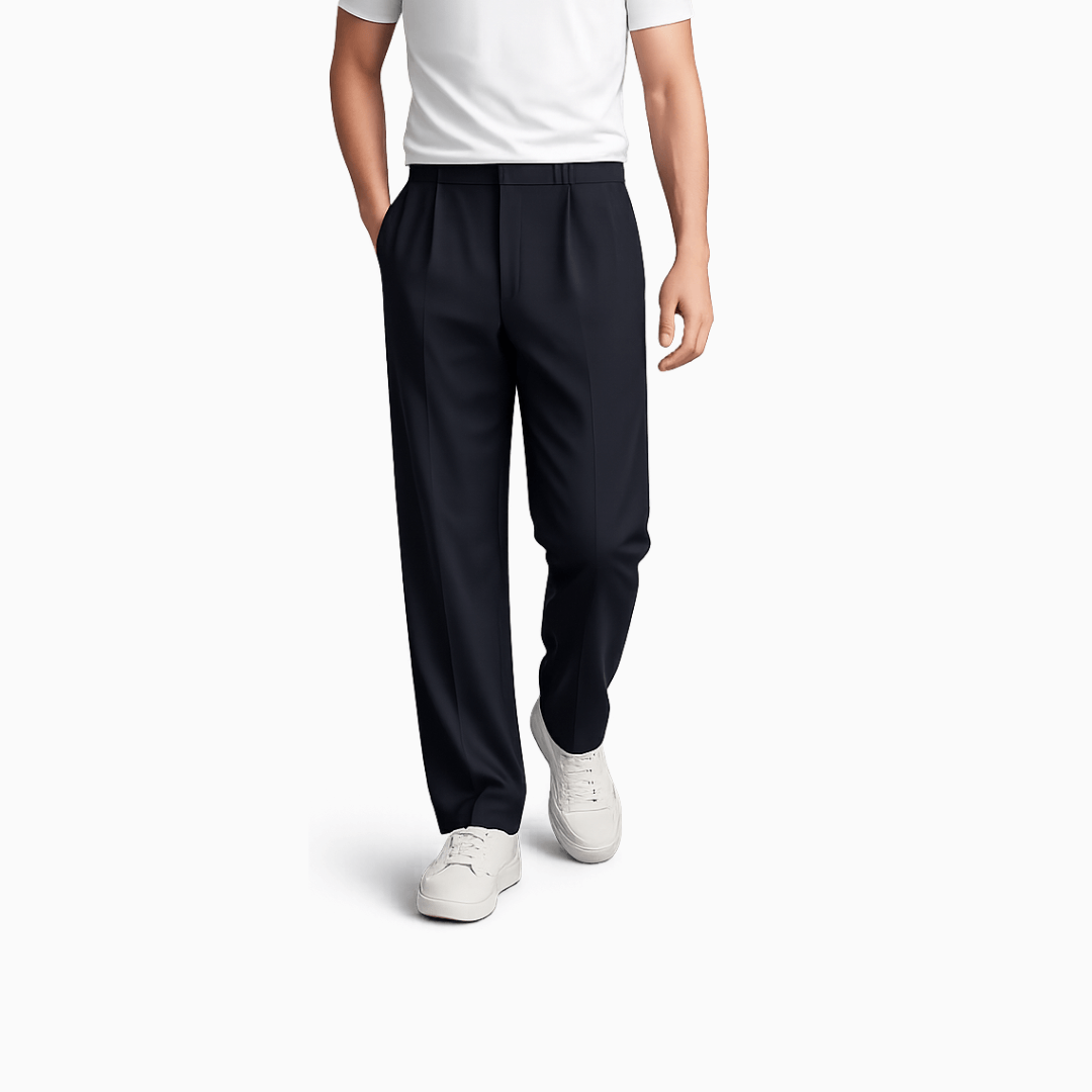 Die Elegante Weite Bundfalten Hose Schwarz