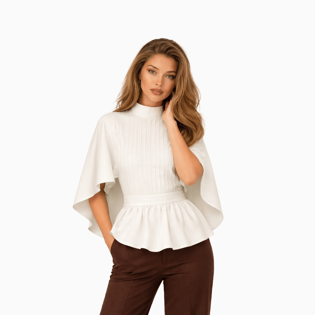 Die Elegante Plissee Bluse Beige