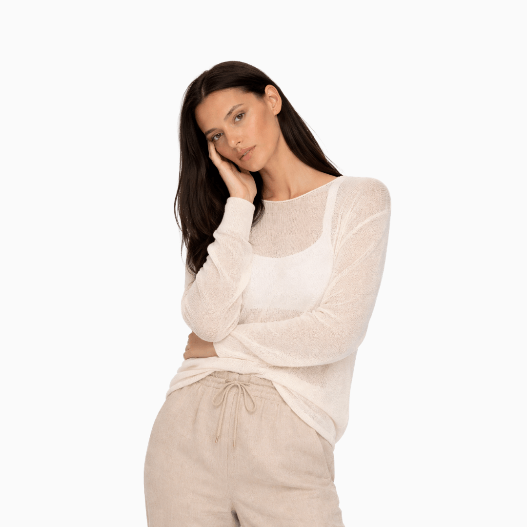 Der Weiche Leichte Strick Pullover Beige