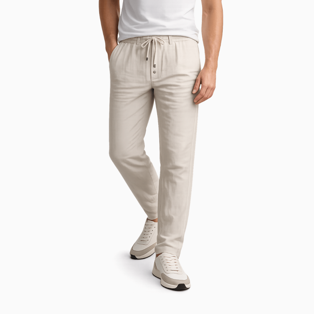 Die Locker Geschnittene Leinenhose Mit Kordel