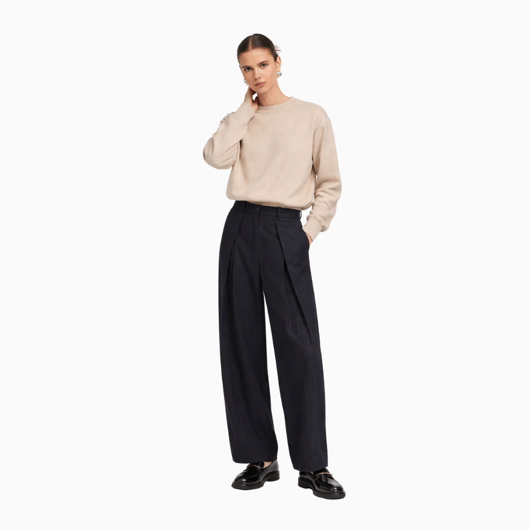 Damen Fließende Weite Hose Schwarz - Elegante Passform Moderner Look - Rosesamour