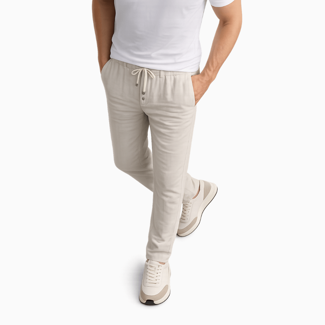 Die Locker Geschnittene Leinenhose Mit Kordel